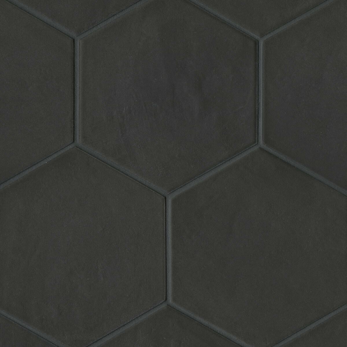 Bedrosians Allora Hexagon Matte Porcelain Tile 8.5" x 10", Solid Black (29-Pack, 12.67 SF)