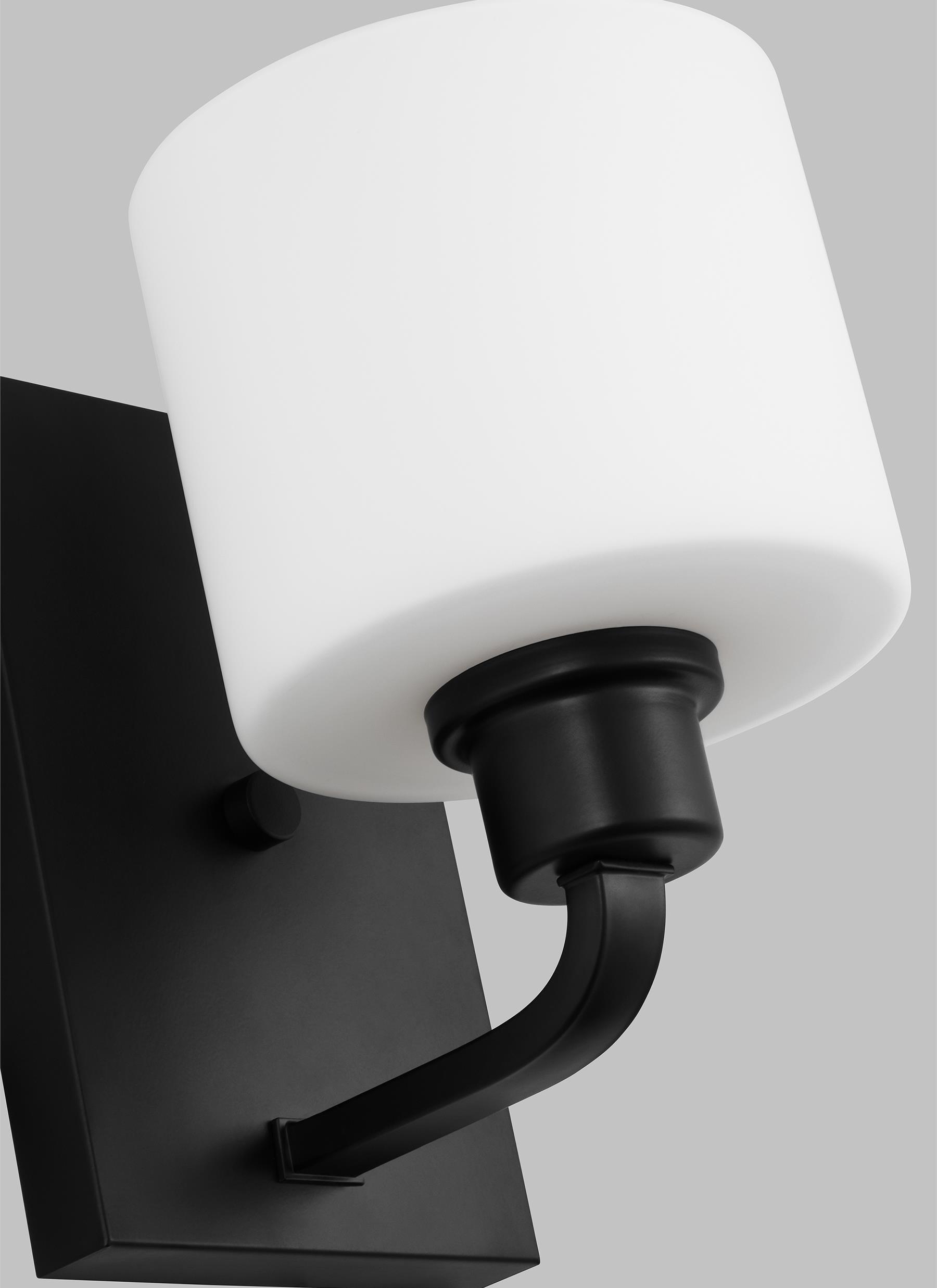 Canfield 5.5 in. 1-Light Midnight Black Minimalist Modern Wall Sconce Bathroom Vanity Light with Etched White Glass