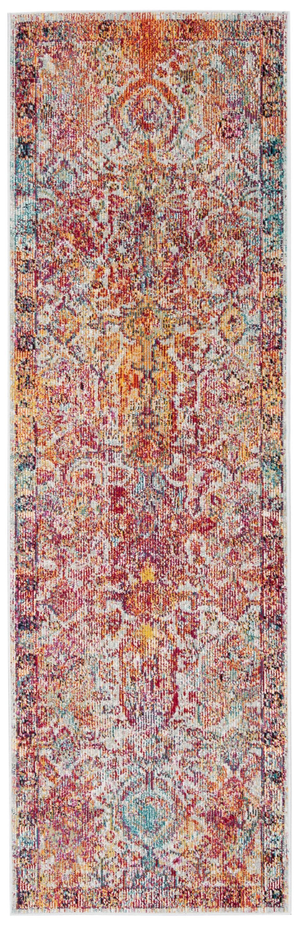 Crystal CRS505 Power Loomed Runner Rug - Light Blue/Orange - 2'2"x7' - Safavieh.