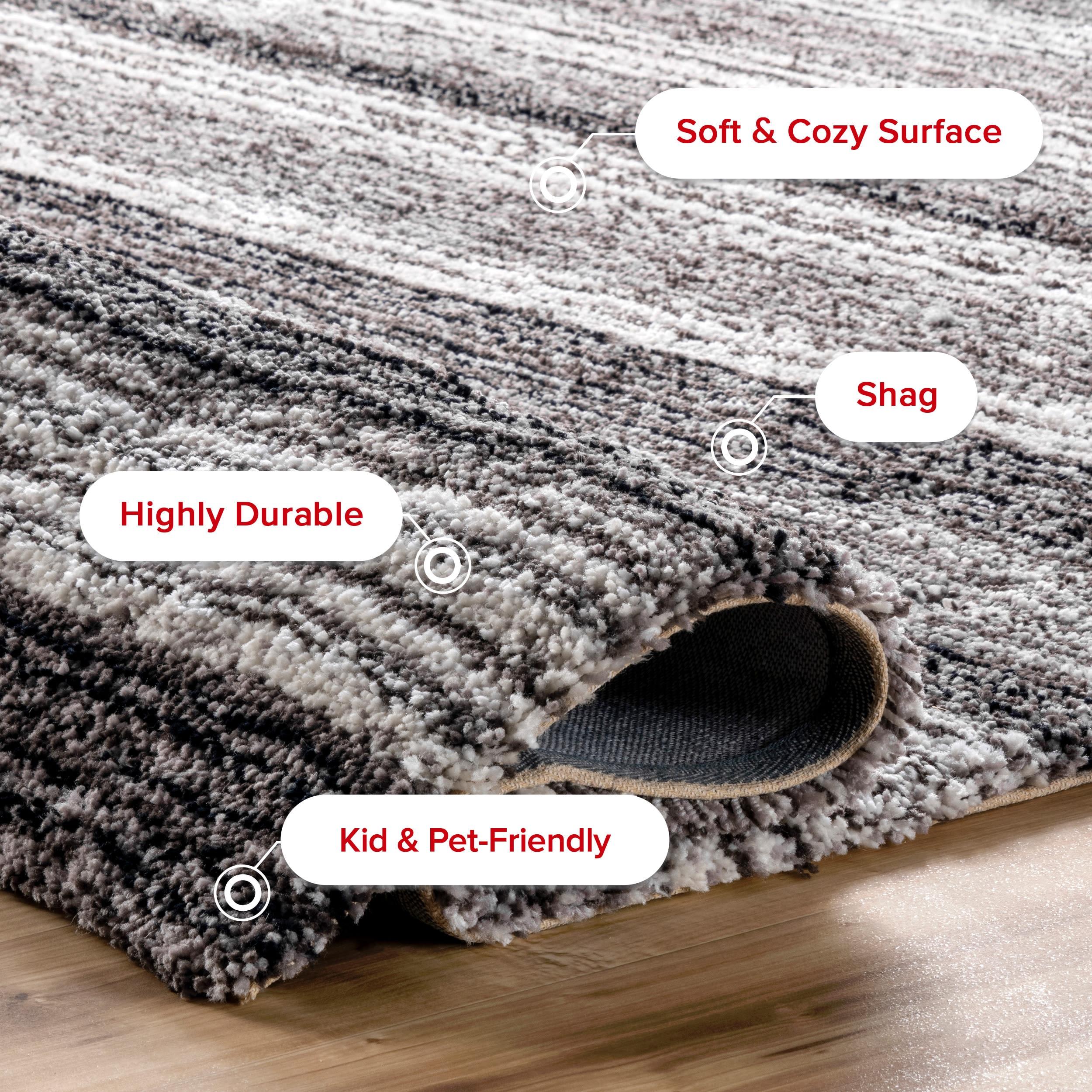 nuLOOM 5'x8' Drey Ombre Shag Area Rug Gray: Modern High Pile Tufted Rectangle, Indoor Polyester with Jute Backing