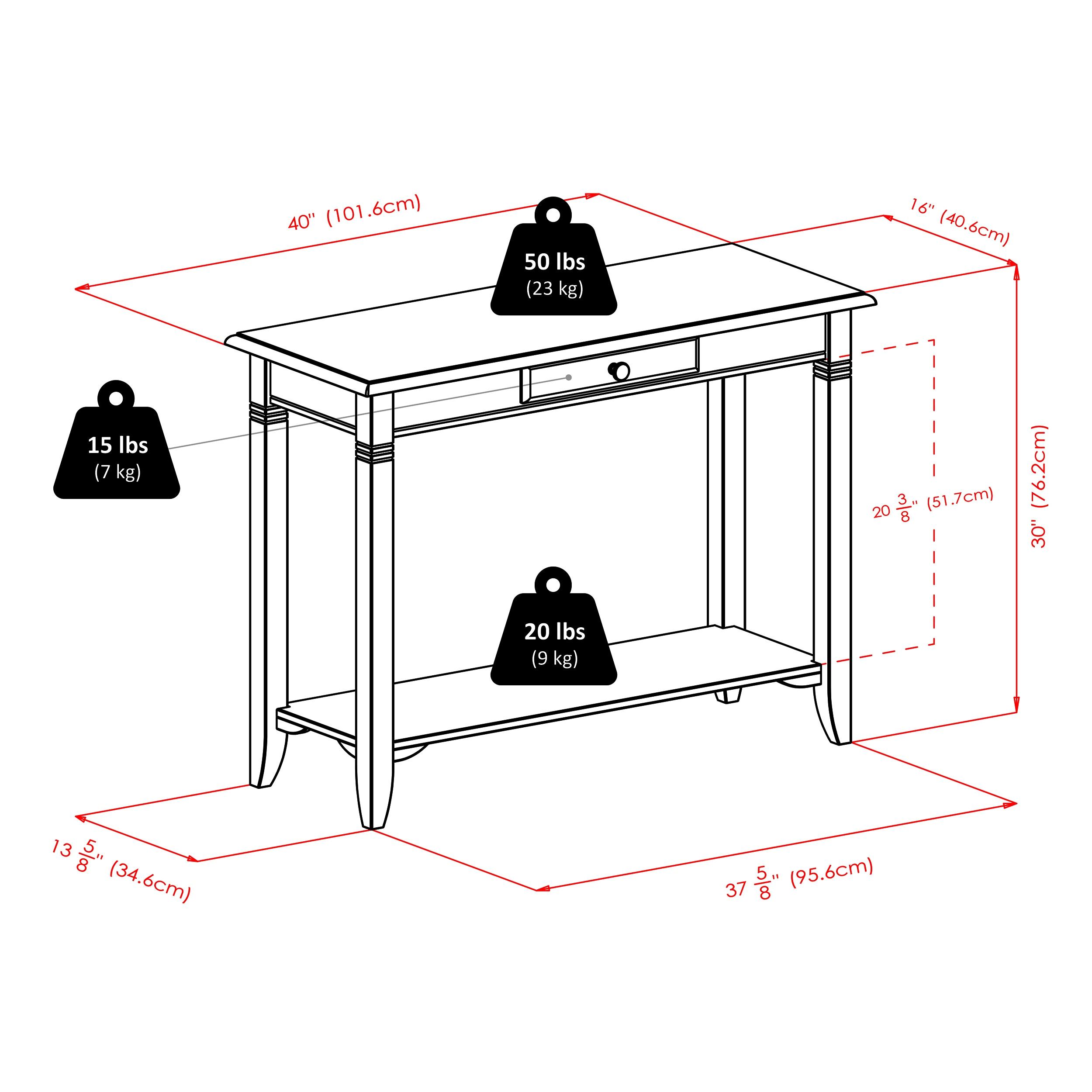 Winsome Nolan Console Table with Drawer Cappuccino: Elegant Entryway Table, Sofa Table with Shelf, Wood Composite