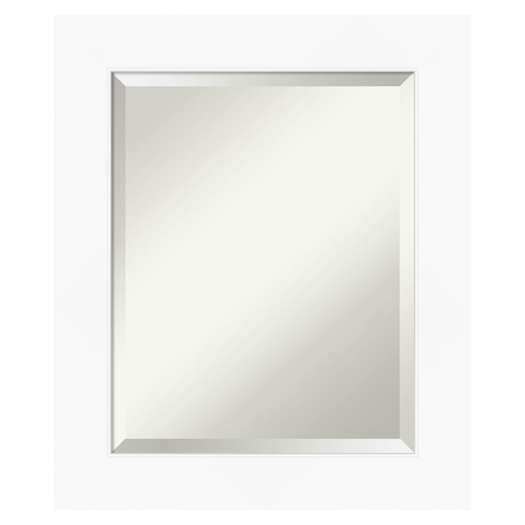 Amanti Art Beveled Bathroom Wall Mirror - Cabinet White Frame Outer Size: 21 x 25 in