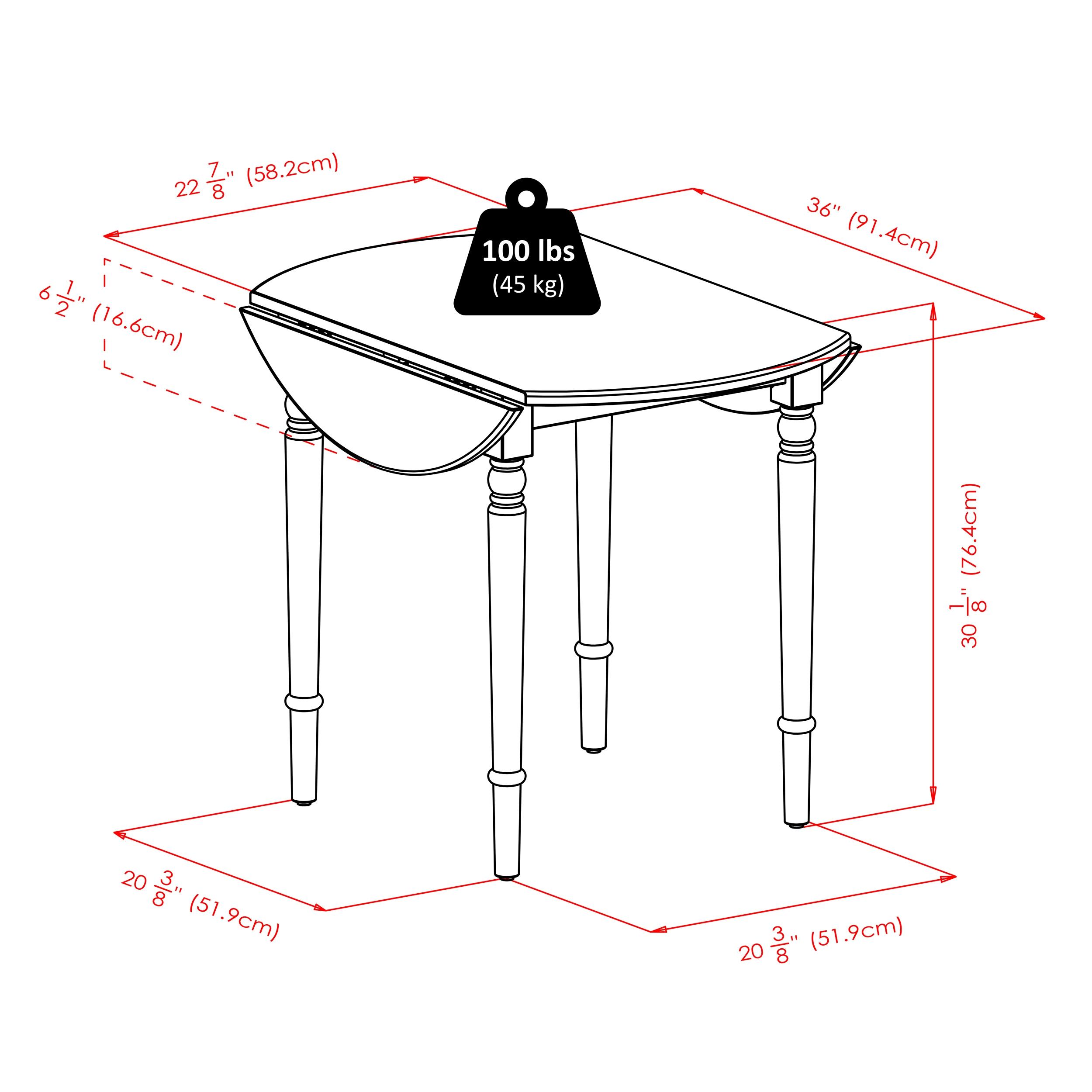 Sorella Round Drop Leaf Dining Table Natural/White - Winsome: Modern 4-Point Leg Kitchen Table, Seats 4