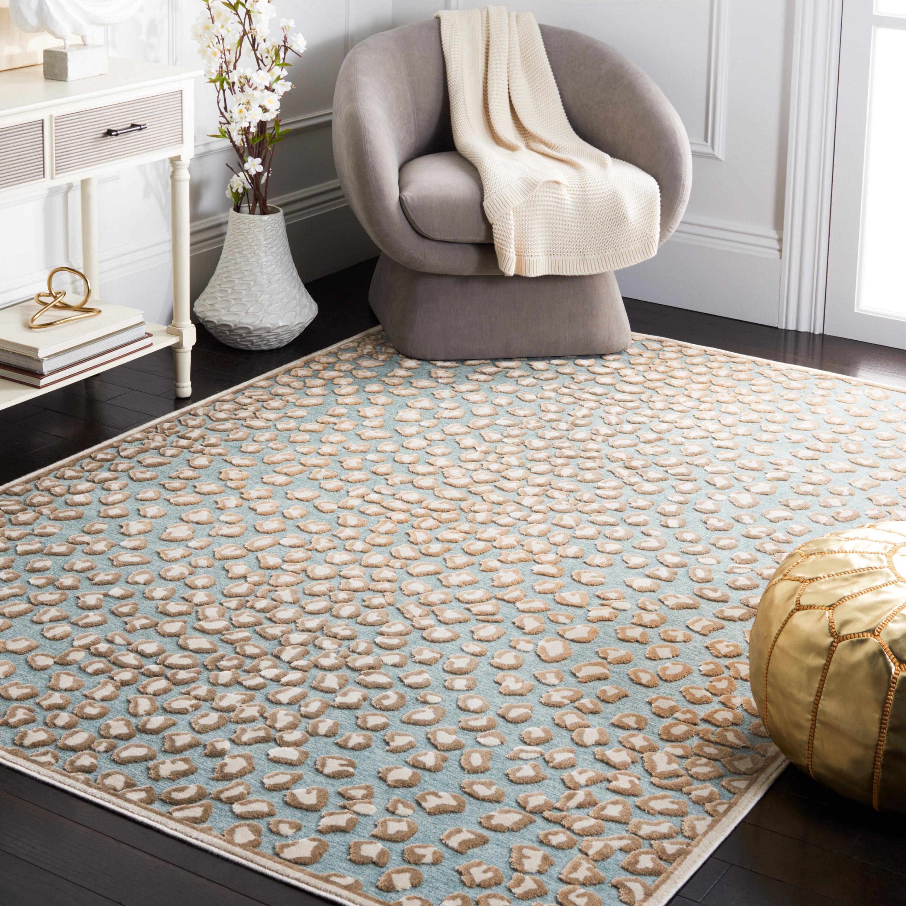 Paradise PAR84 Power Loomed Indoor Area Rug - Stone/Aqua - 5'3"x7'6" - Safavieh.