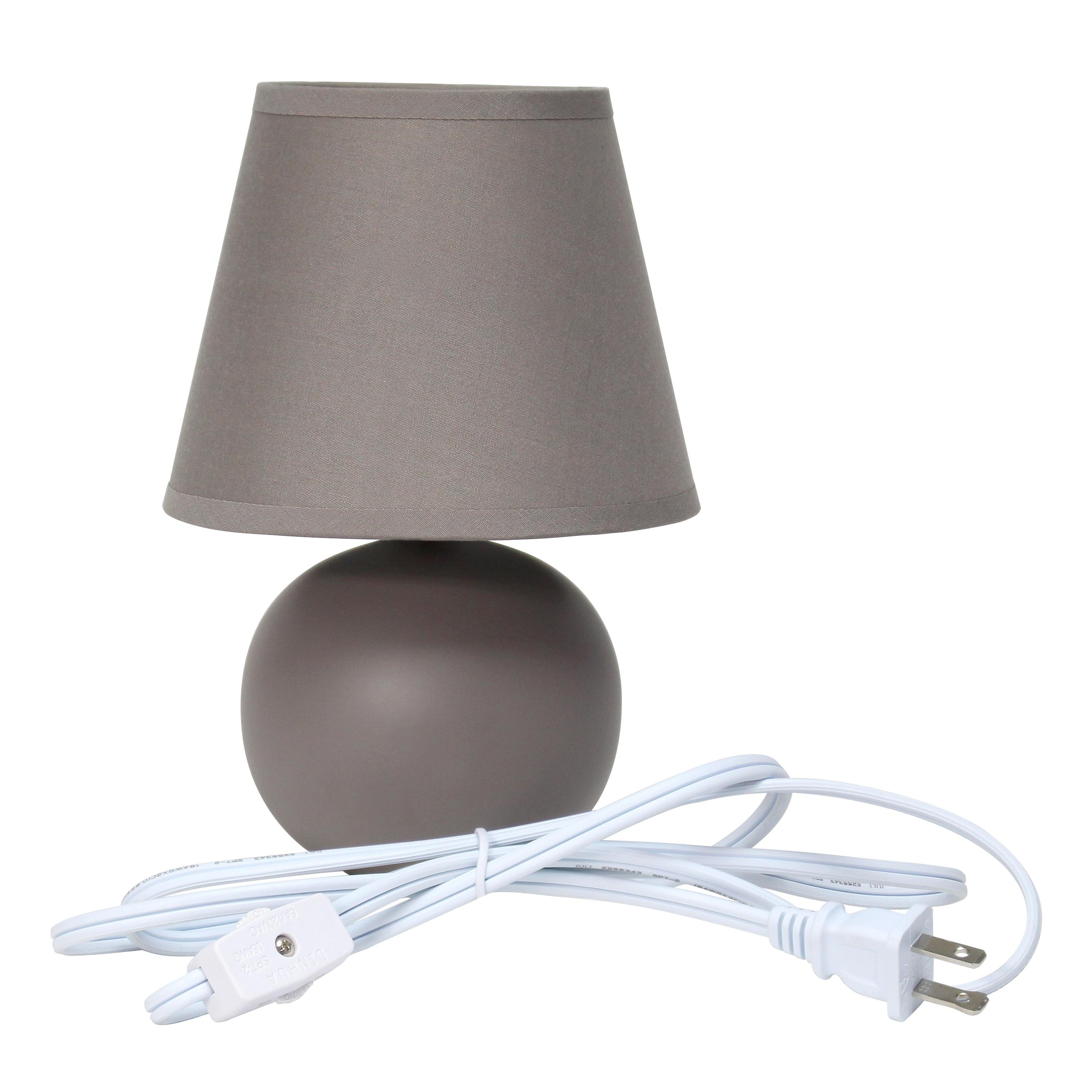 Simple Designs 8.66" Compact Ceramic Globe Table Lamp with Stylish Shade (Includes LED Light Bulb) Gray