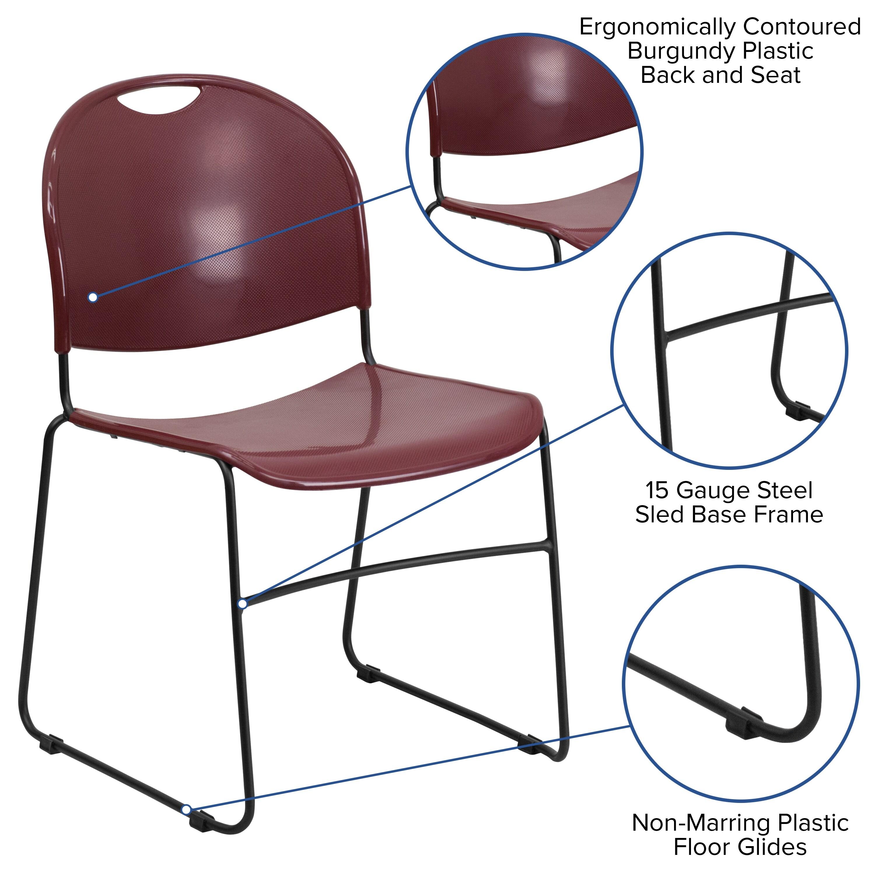 Flash Furniture Gaea 880 lb. Capacity Ultra-Compact Stack Chair with Metal Frame