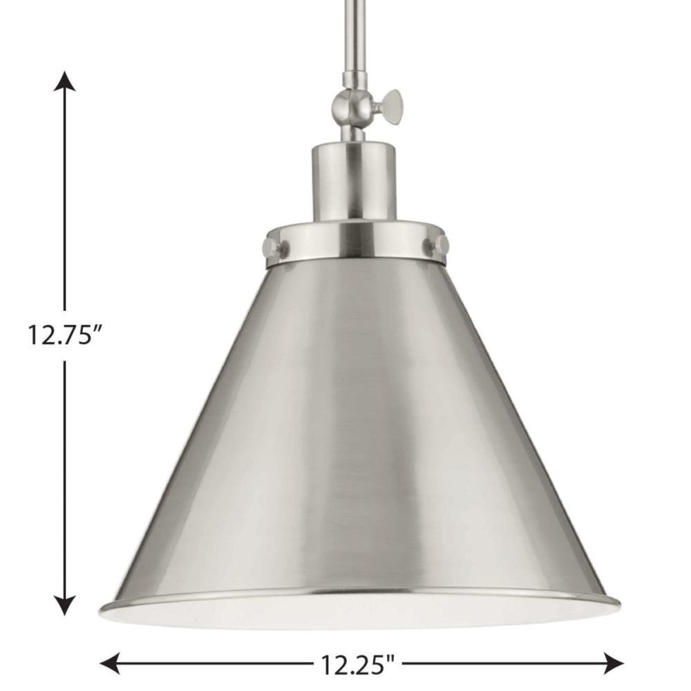 Progress Lighting Hinton 1-Light Pendant Brushed Nickel Steel Industrial Shade