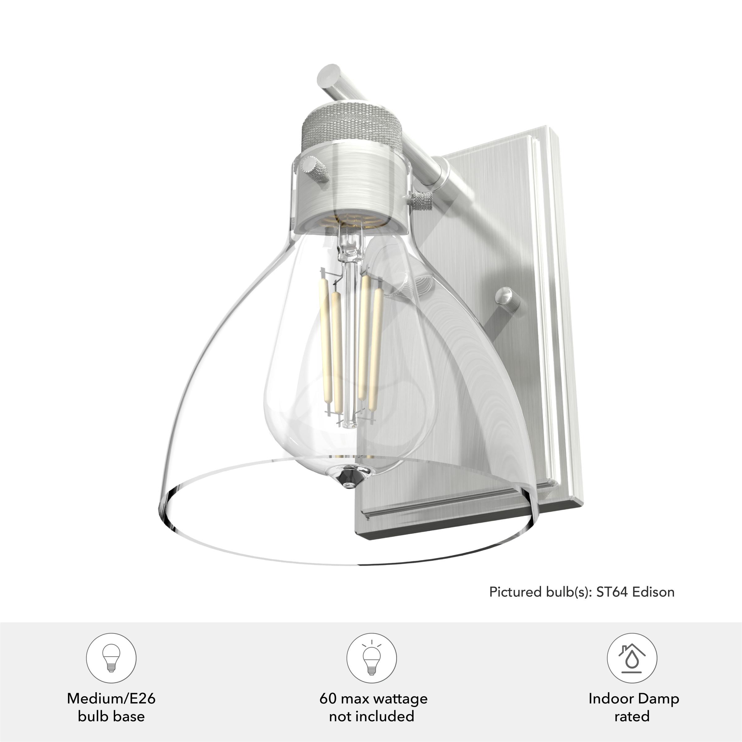 Hunter Van Nuys Brushed Nickel 1 Light Sconce Wall Light Fixture