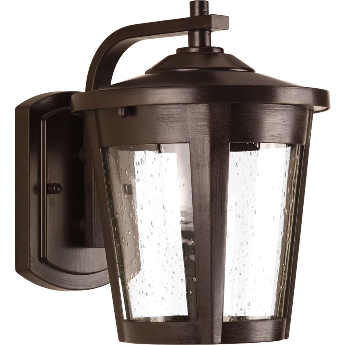 Progress Lighting East Haven 1-Light LED Outdoor Wall Lantern, Antique Bronze, Seeded Glass Shade