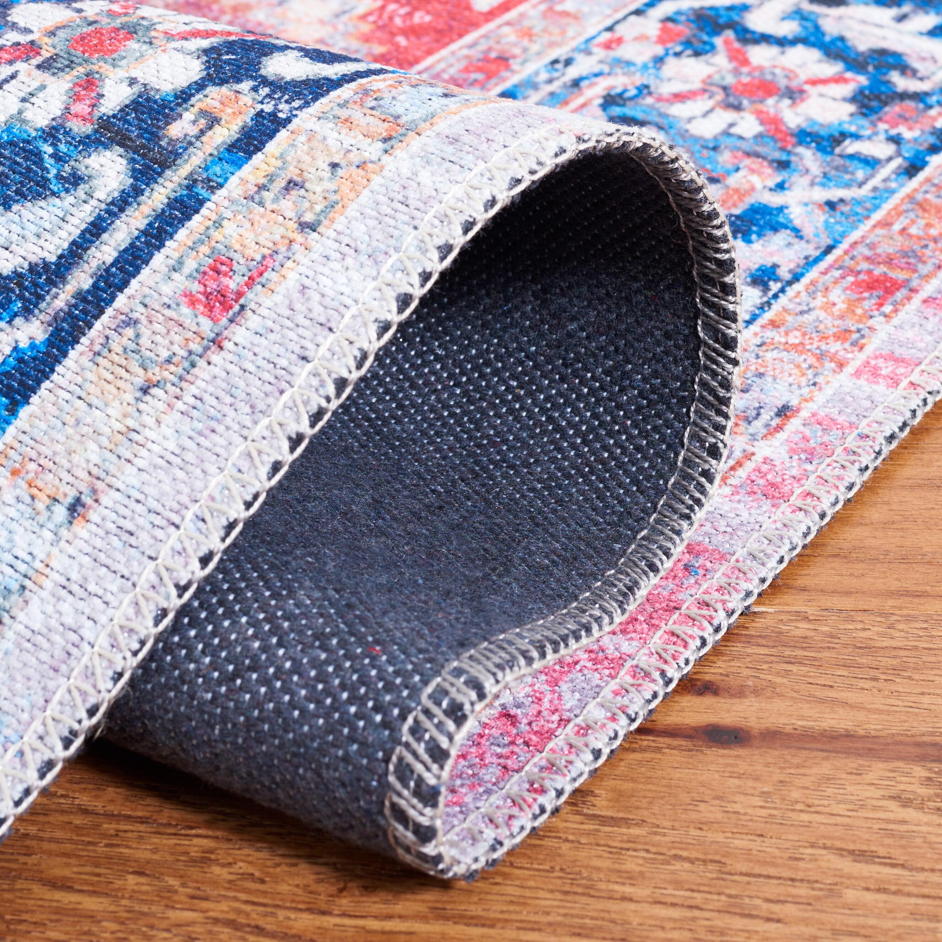 Serapi SEP376 Power Loomed Machine Washable Skid-Resistant Indoor Area Rug - Rust/Navy - 9'x12' - Safavieh