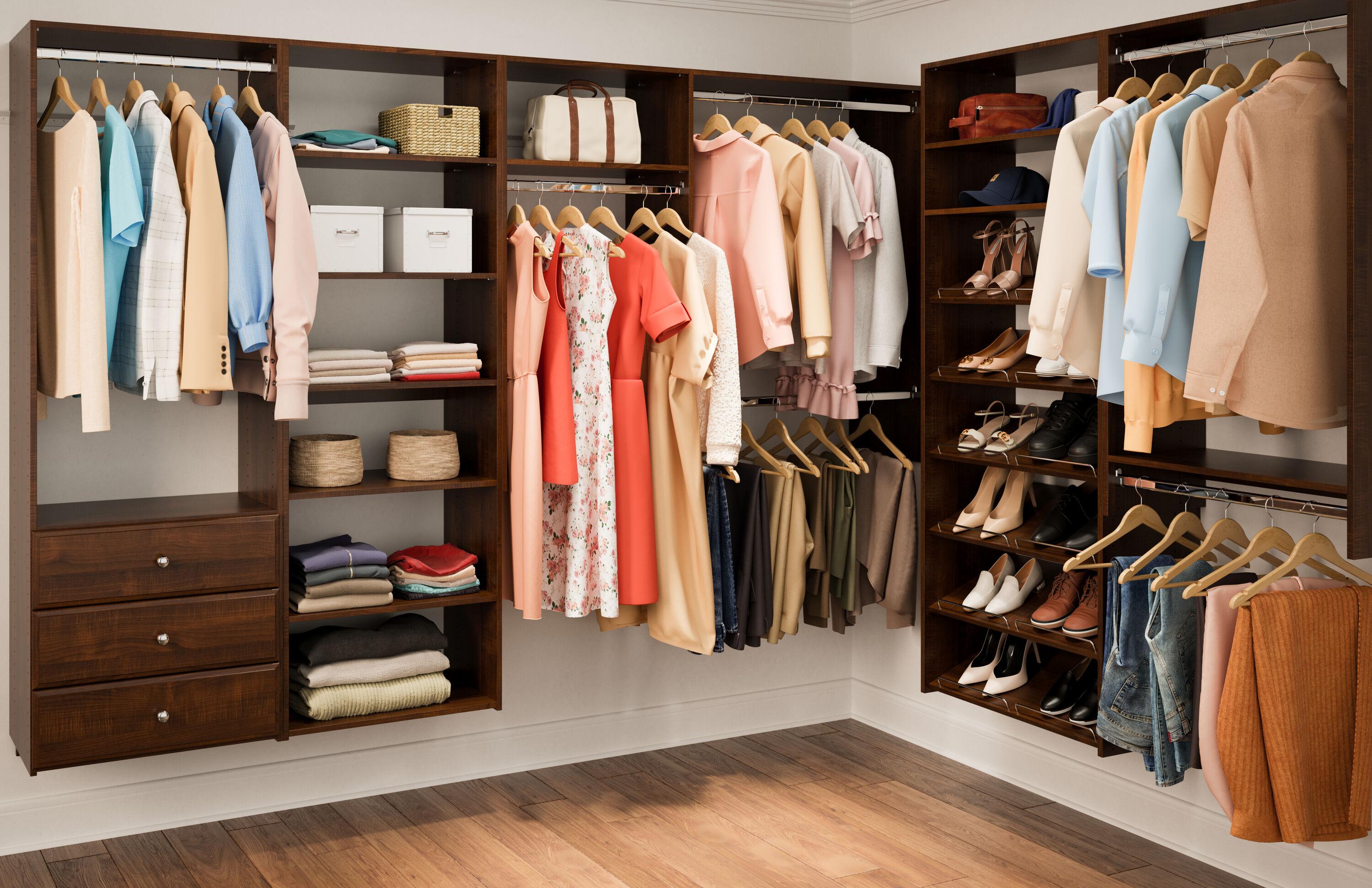 Truffle Wall-Mount Closet System with Satin Nickel Hardware