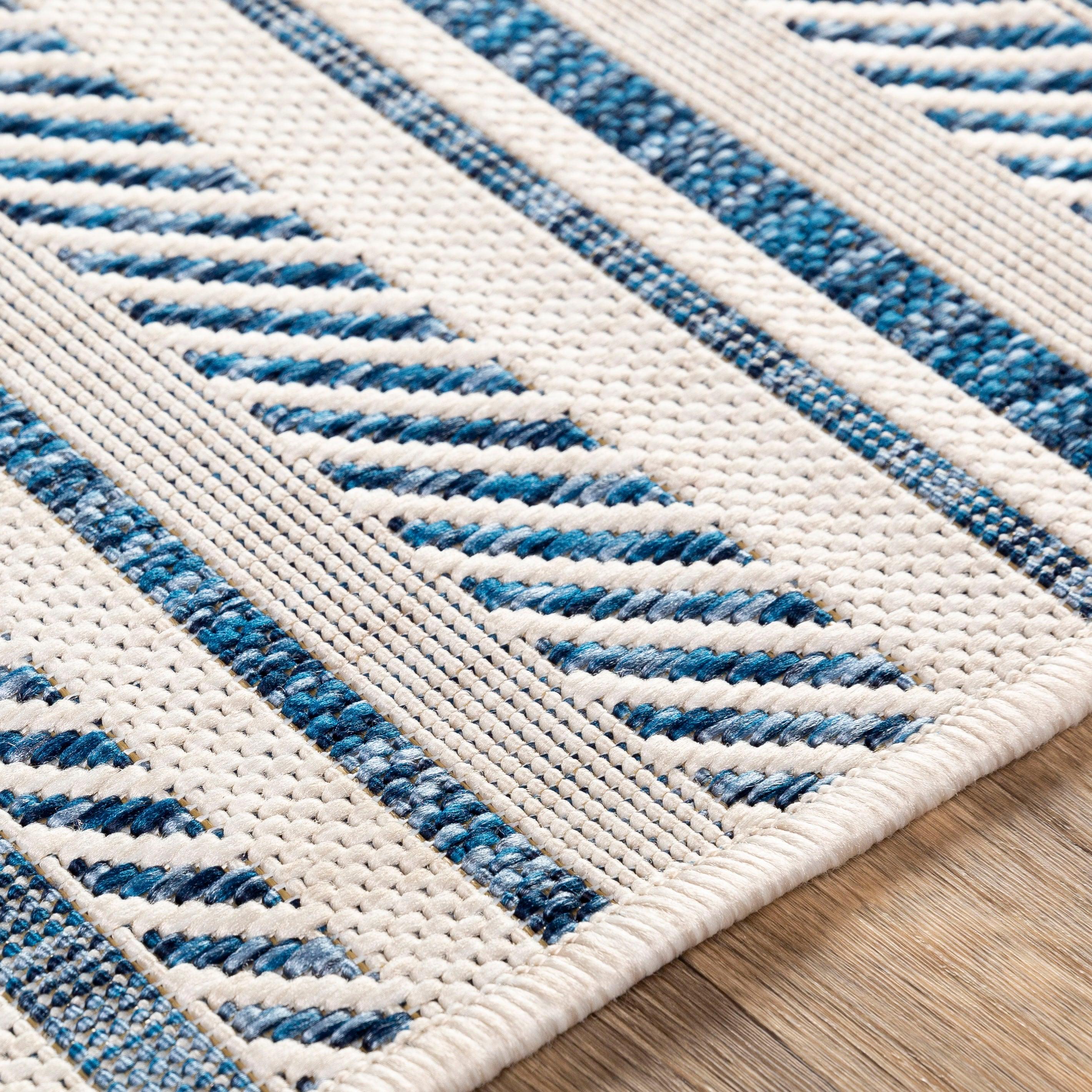 Livabliss Eagean Global Indoor/Outdoor Area Rug,7'10" x 10'2",Navy