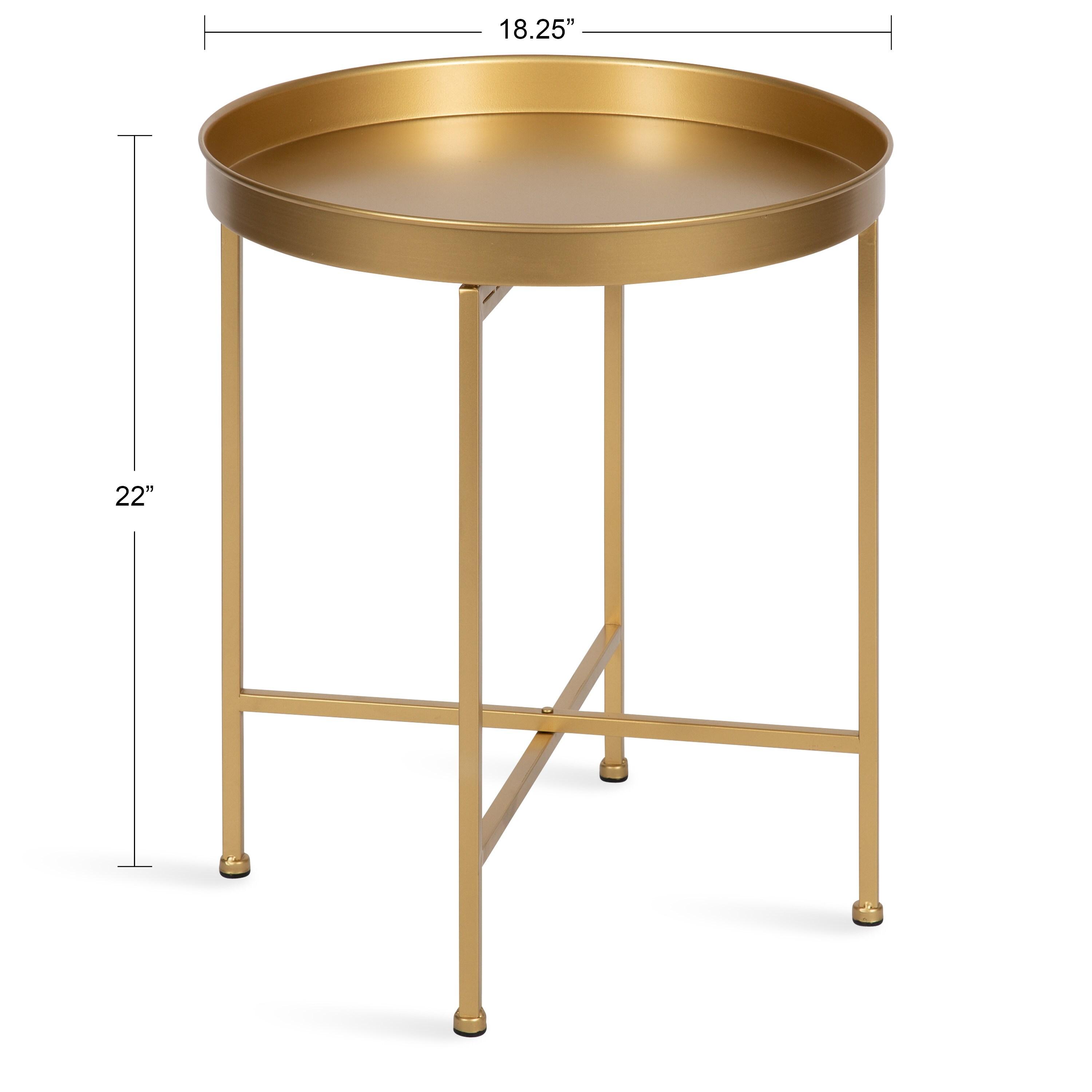 Kate and Laurel Celia Round Metal Side Table, 18.25x18.25x22, Gold