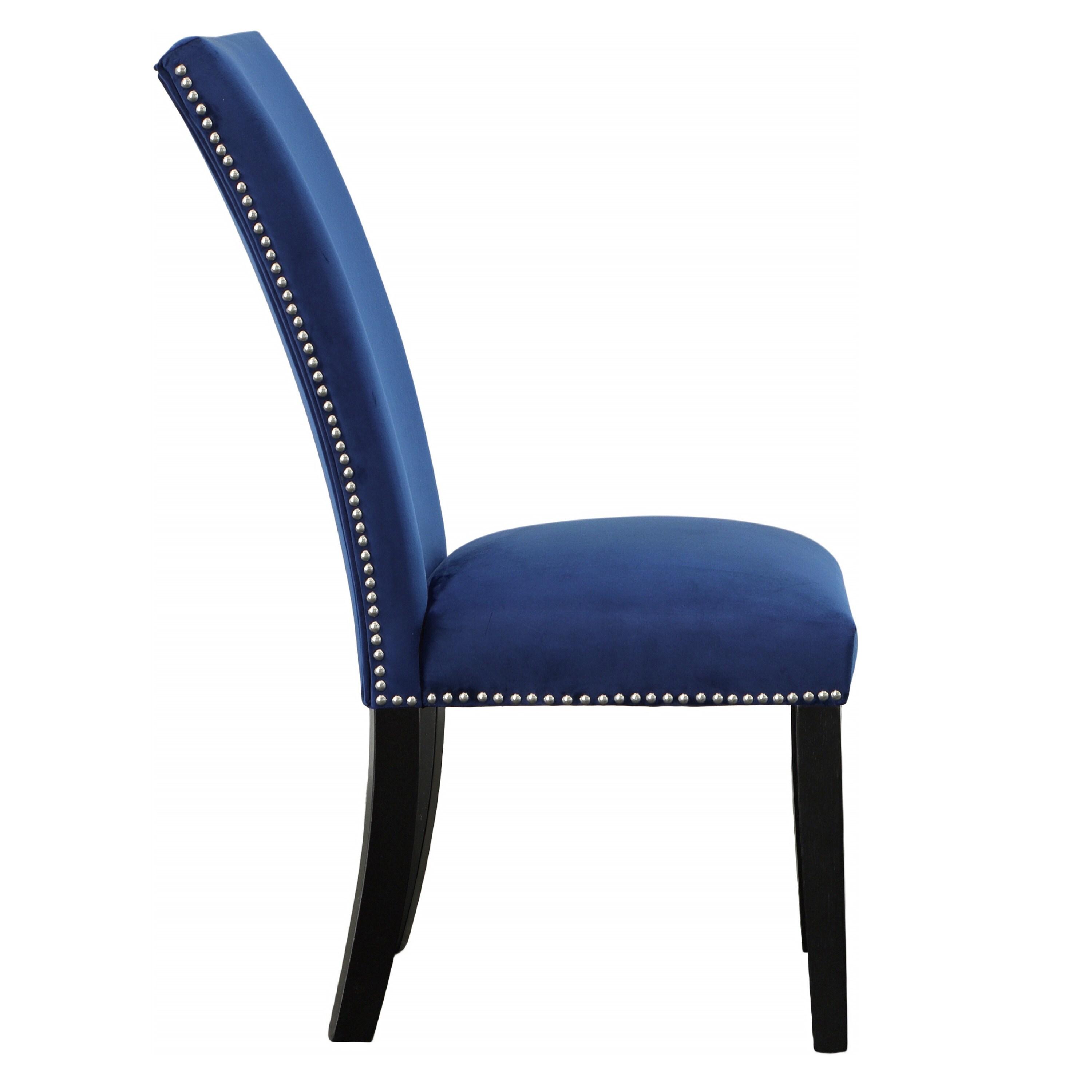 24" Set of 2 Camila Velvet Counter Height Barstools Blue - Steve Silver Co.: Nailhead Trim, Armless, Wood Legs, Spot Clean