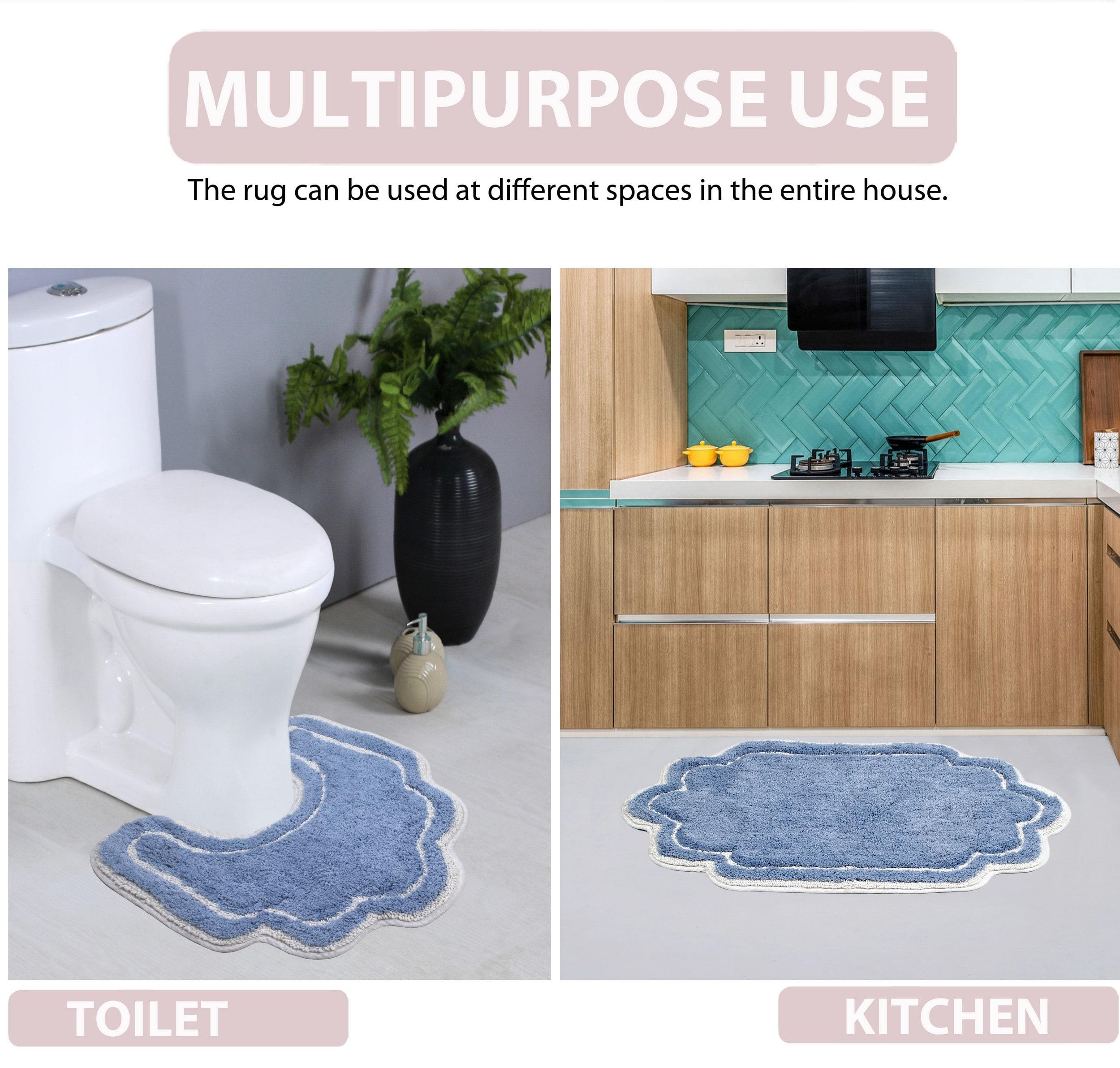 Home Weavers Inc Home Weavers Allure Collection Absorbent Cotton, Machine Washable and Dry Bath Rugs Blue 21"x34"