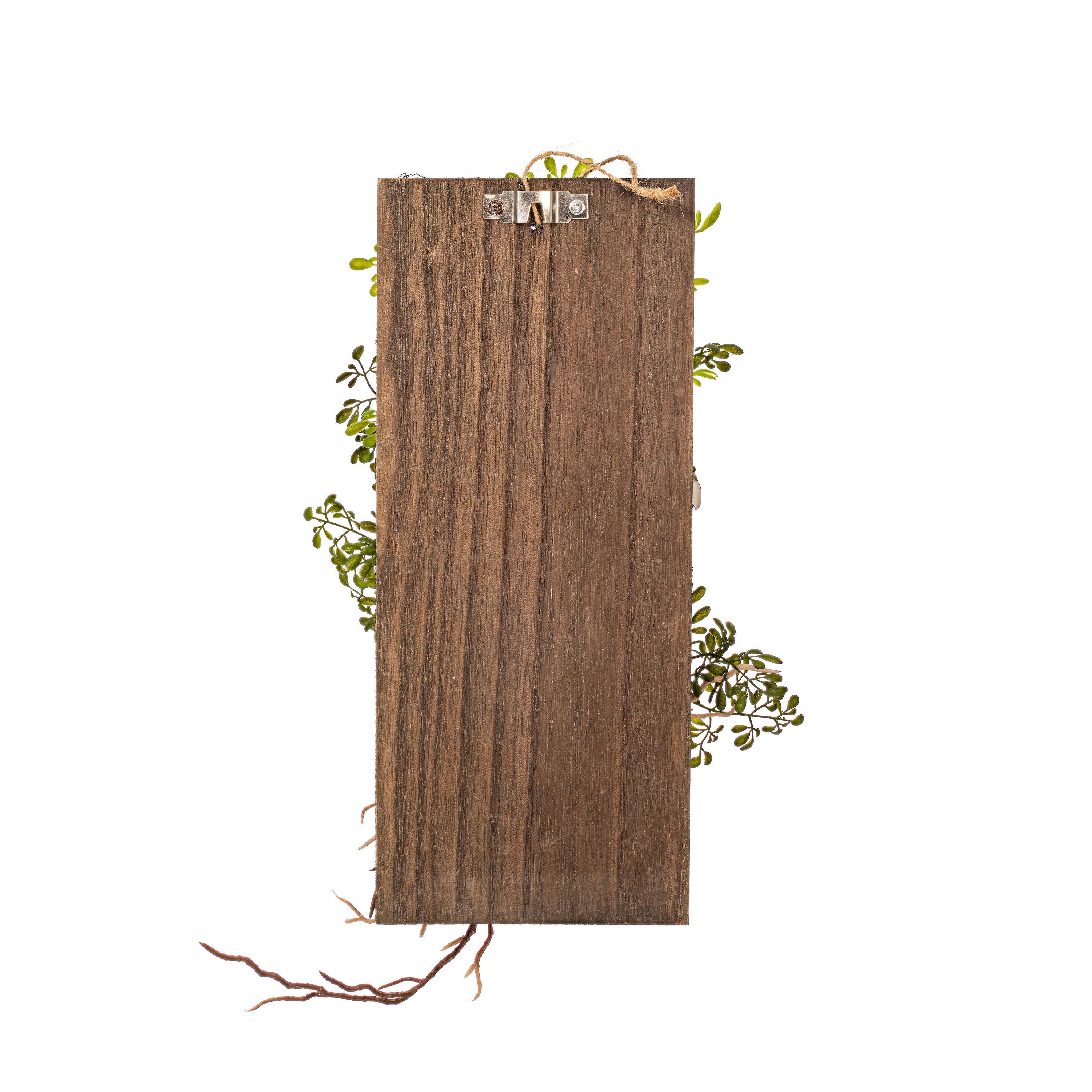 Vickerman 24" Artificial Green Mini Leaf on Wooden Plaque.