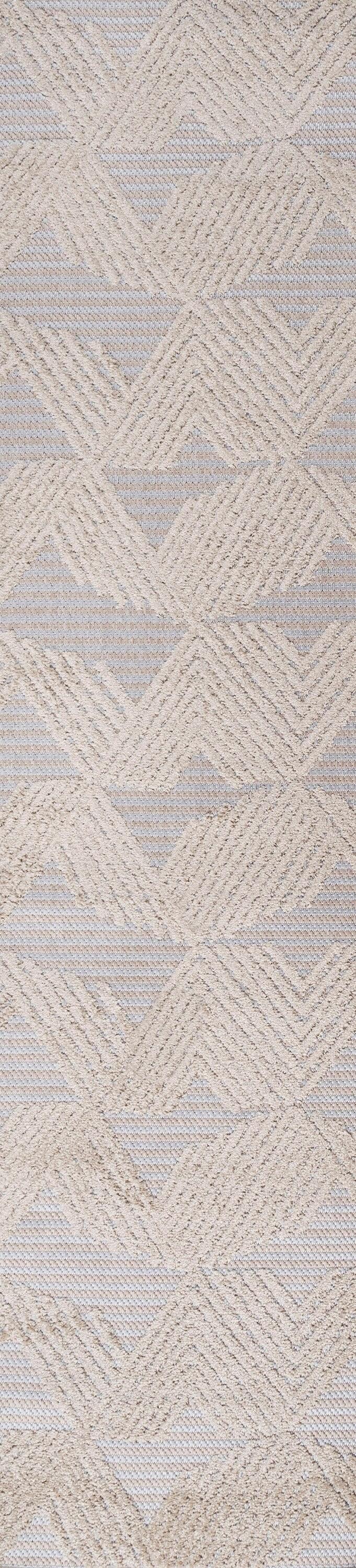 2'x10' Jazz High-Low Pile Art Deco Geometric Indoor/Outdoor Runner Rug, Beige - JONATHAN Y