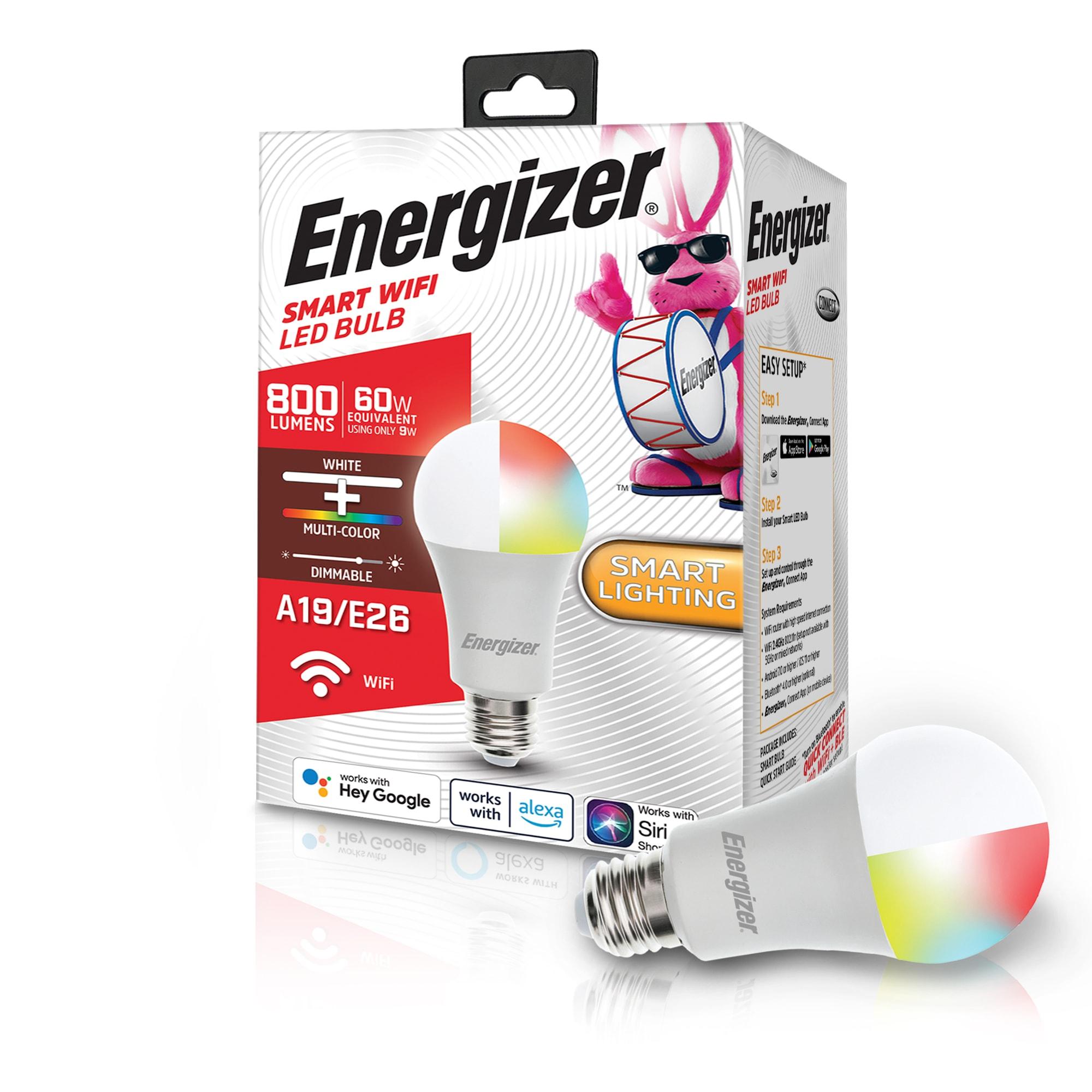 Energizer Connect Smart A19 LED White & Multi-Color RGB Light Bulbs with Voice Control and Remote Access Through Your Smartphone | Compatible with Alexa and Google Assistant