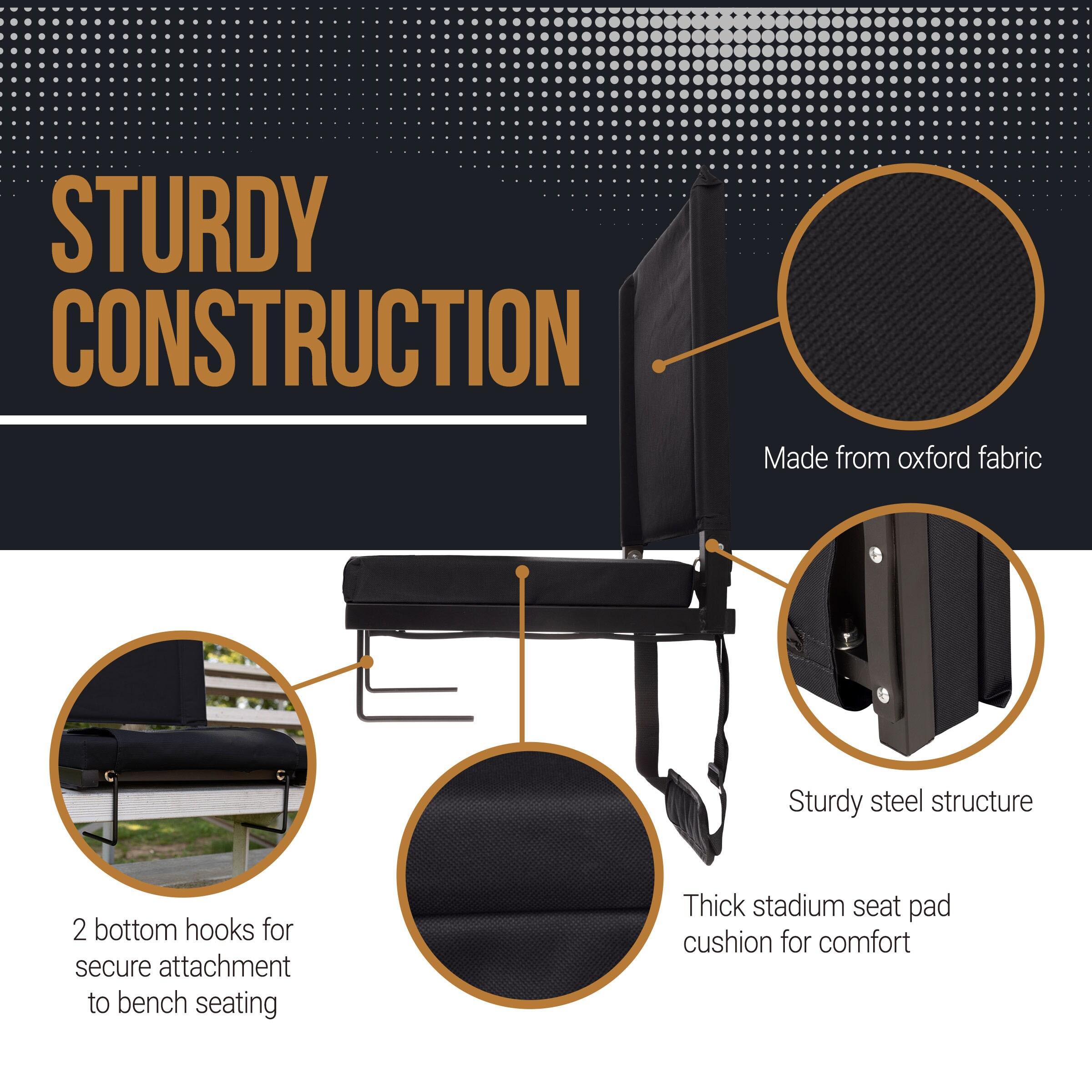 Home-Complete Bleacher Seat Stadium Cushion, Black