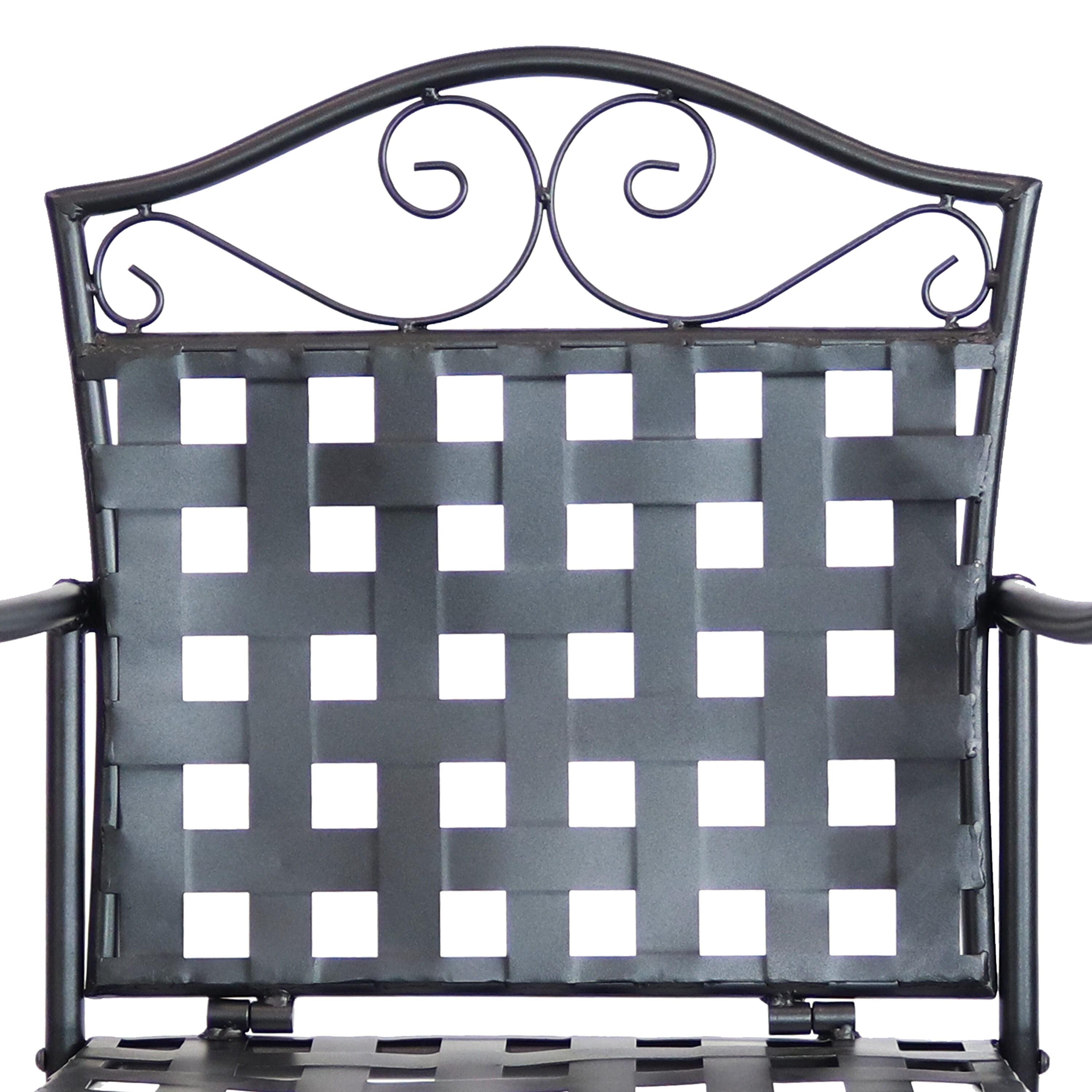 Sunnydaze Outdoor Scrolling Wrought Iron Bar Chair and Table Set - Black