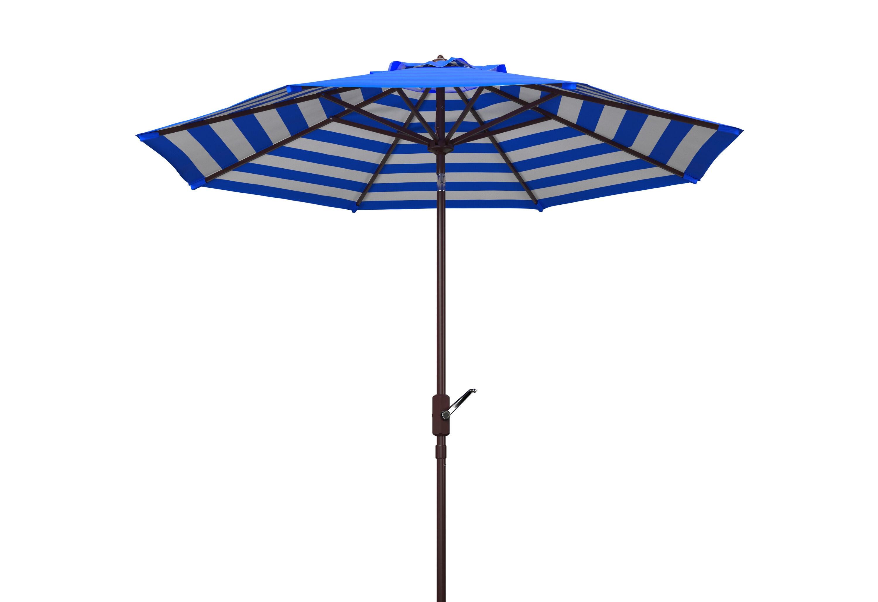 Athens Inside Out Striped 9Ft Crank Auto Tilt Umbrella - PAT8007 - Pacific - Safavieh