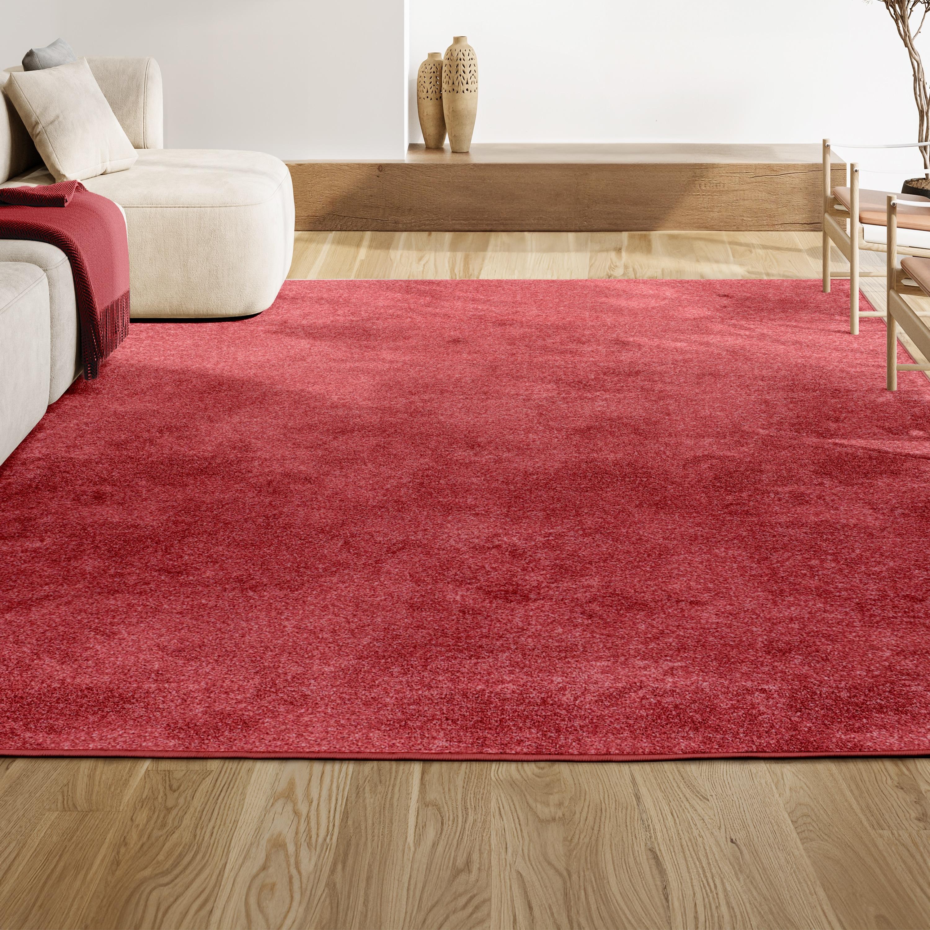 JONATHAN Y SEU100E-9 Haze Solid Low-Pile Red 9 ft. x 12 ft. Area Rug, Coastal Bohemian, Pet Friendly, Stain Resistant, Easy to Clean, for Living Room; Kitchen, Bedroom