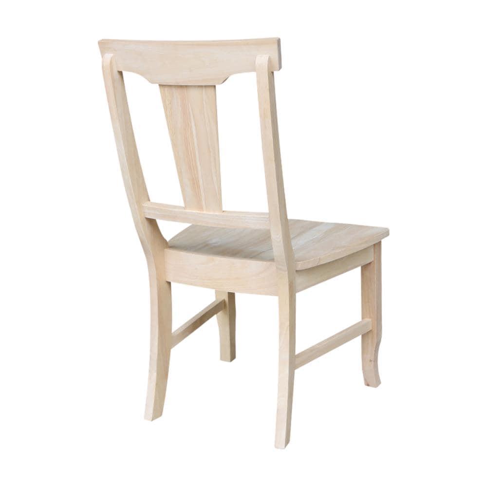 Set of 2 Panel Back Chair Unfinished - International Concepts: Solid Wood, Rubberwood Legs, Armless