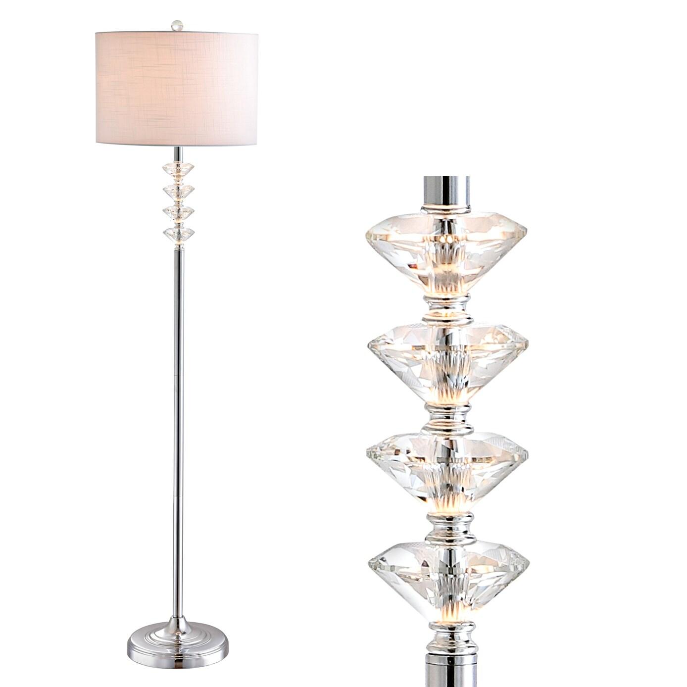 JONATHAN Y Mia 60.5" Crystal/Metal LED Floor Lamp, Clear/Chrome