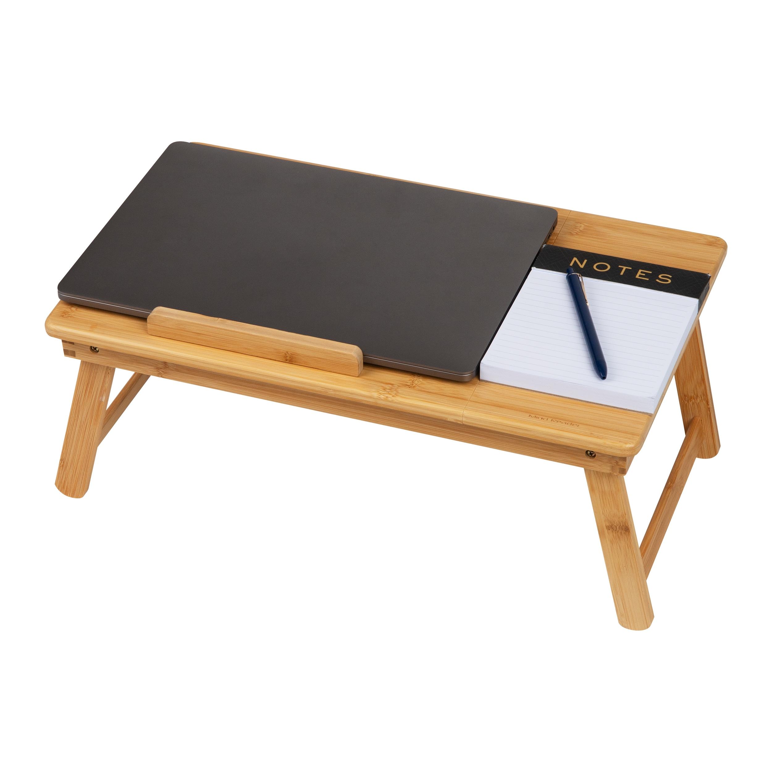 Mind Reader Lap Desk Laptop Stand, Bed Tray, Dorm Room, Folding Legs, Rayon From Bamboo, 19.75"L x 12"W x 8.25"H