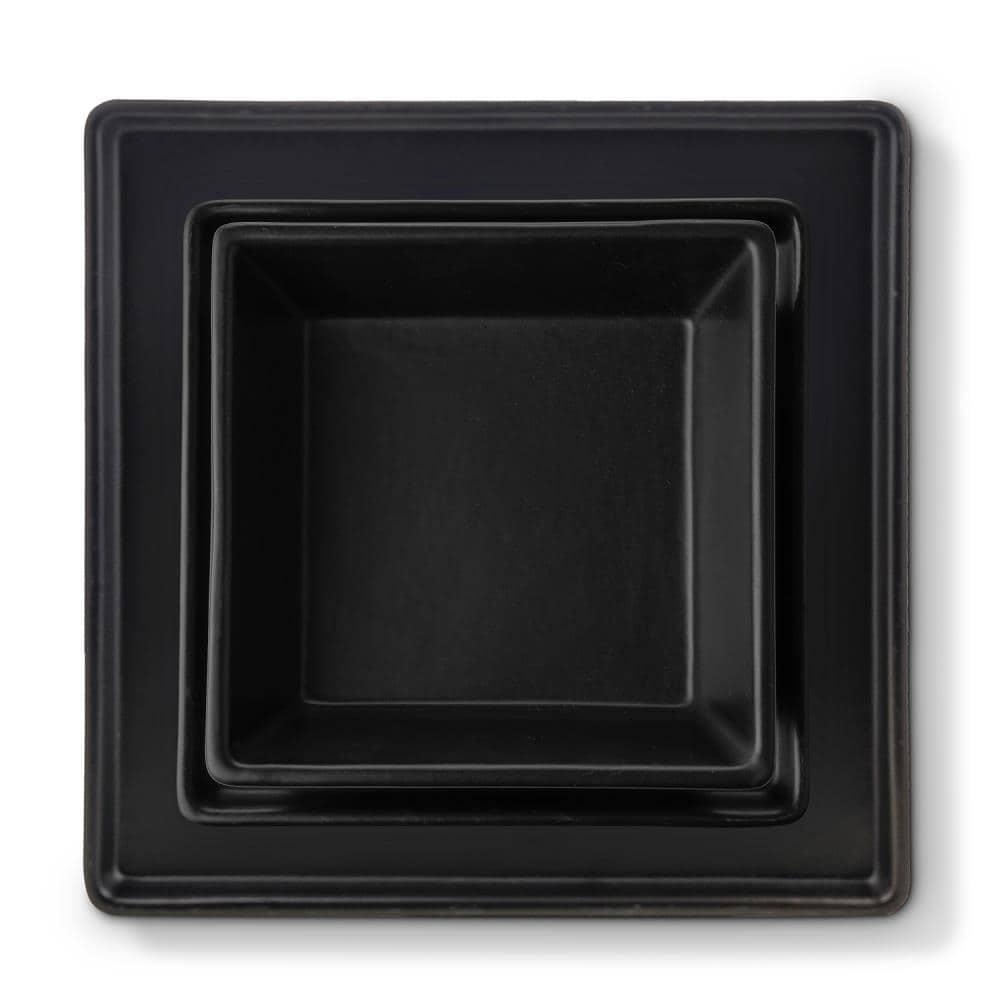 Stone Lain Grace 12-Piece Stoneware Dinnerware Set, Service for 4, Black