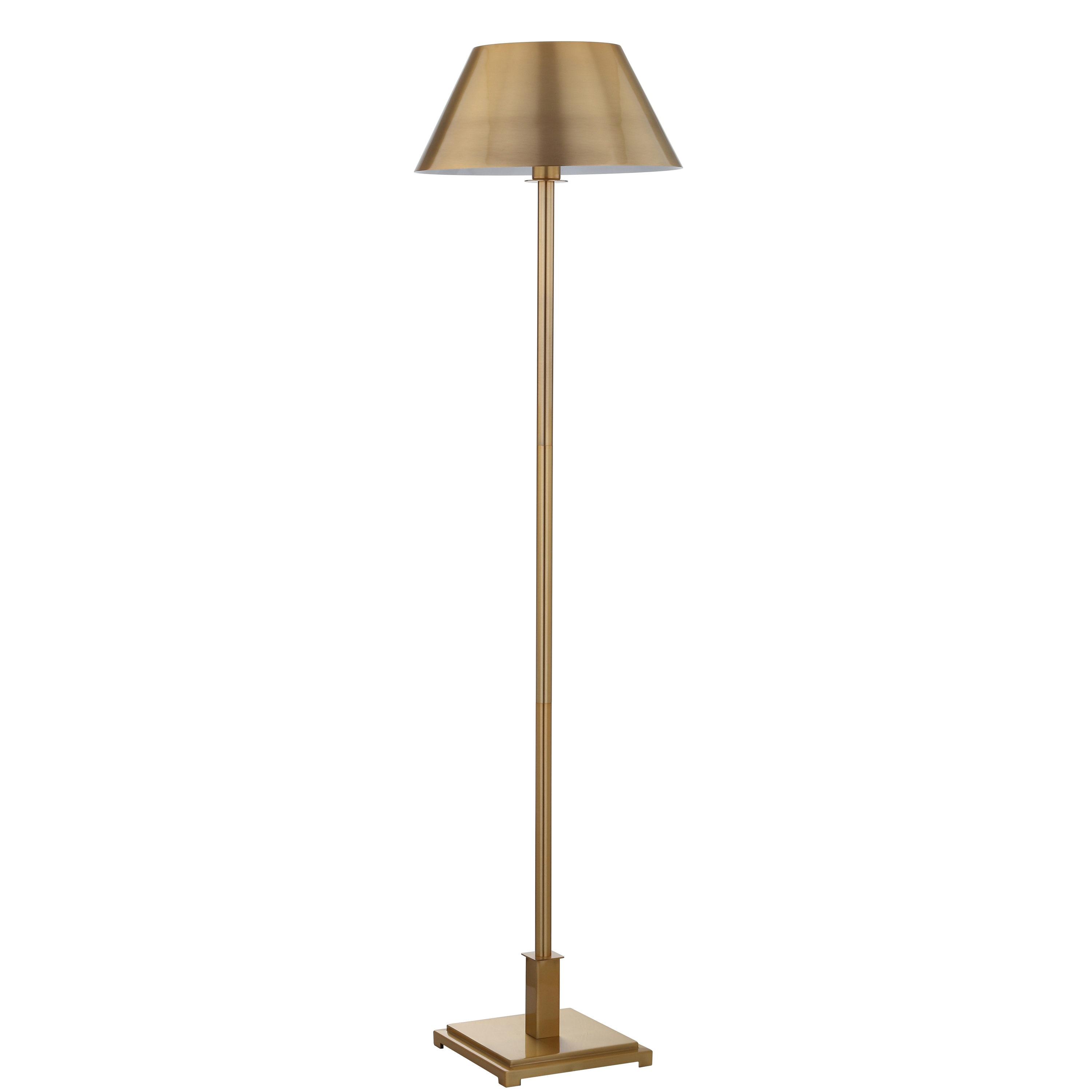 JONATHAN Y JYL6005B Roxy 60" Metal LED Floor Lamp, Contemporary, Transitional for living room, dinning room, bedroom, office Bulb Included, Brushed Brass