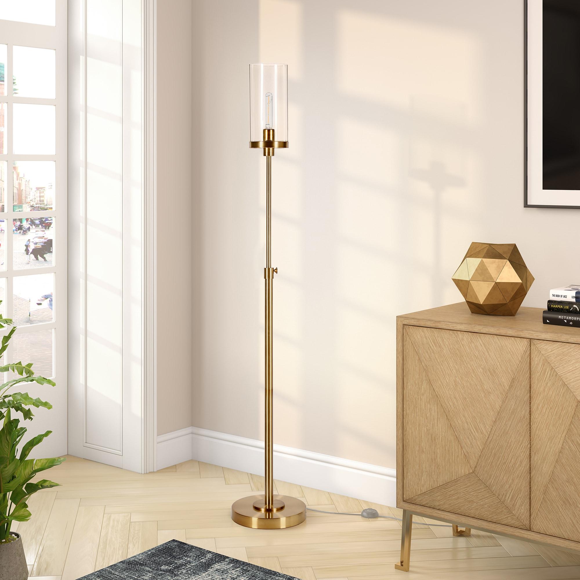 Henn&Hart 11" Brass Metal/Glass Floor Lamp