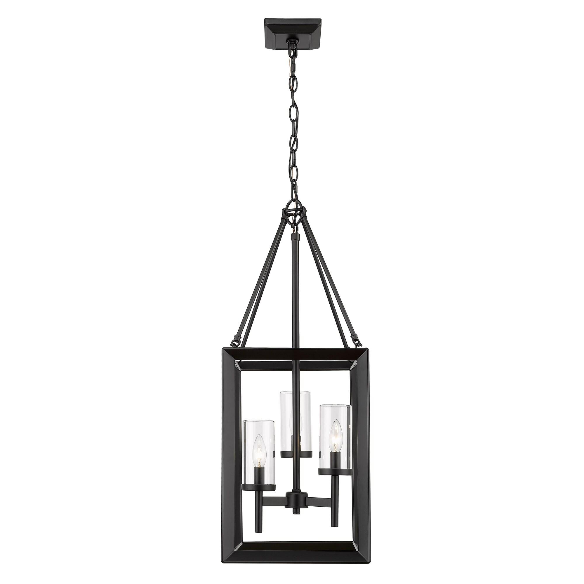 Golden Lighting Smyth 3-Light Pendant in Matte Black with Clear Glass