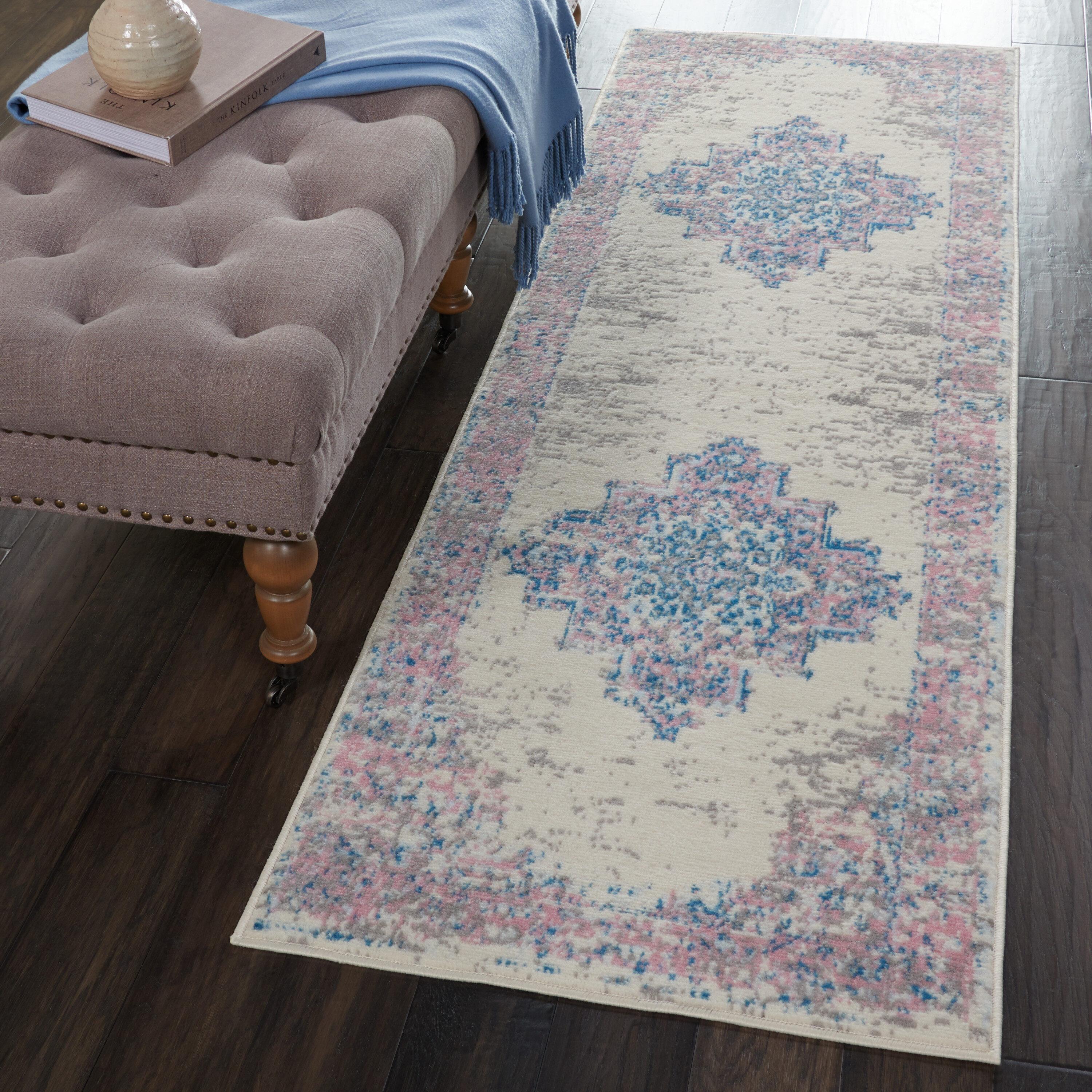 Nourison Grafix GRF14 Ivory/Pink Area Rug 2'3" x 7'6"