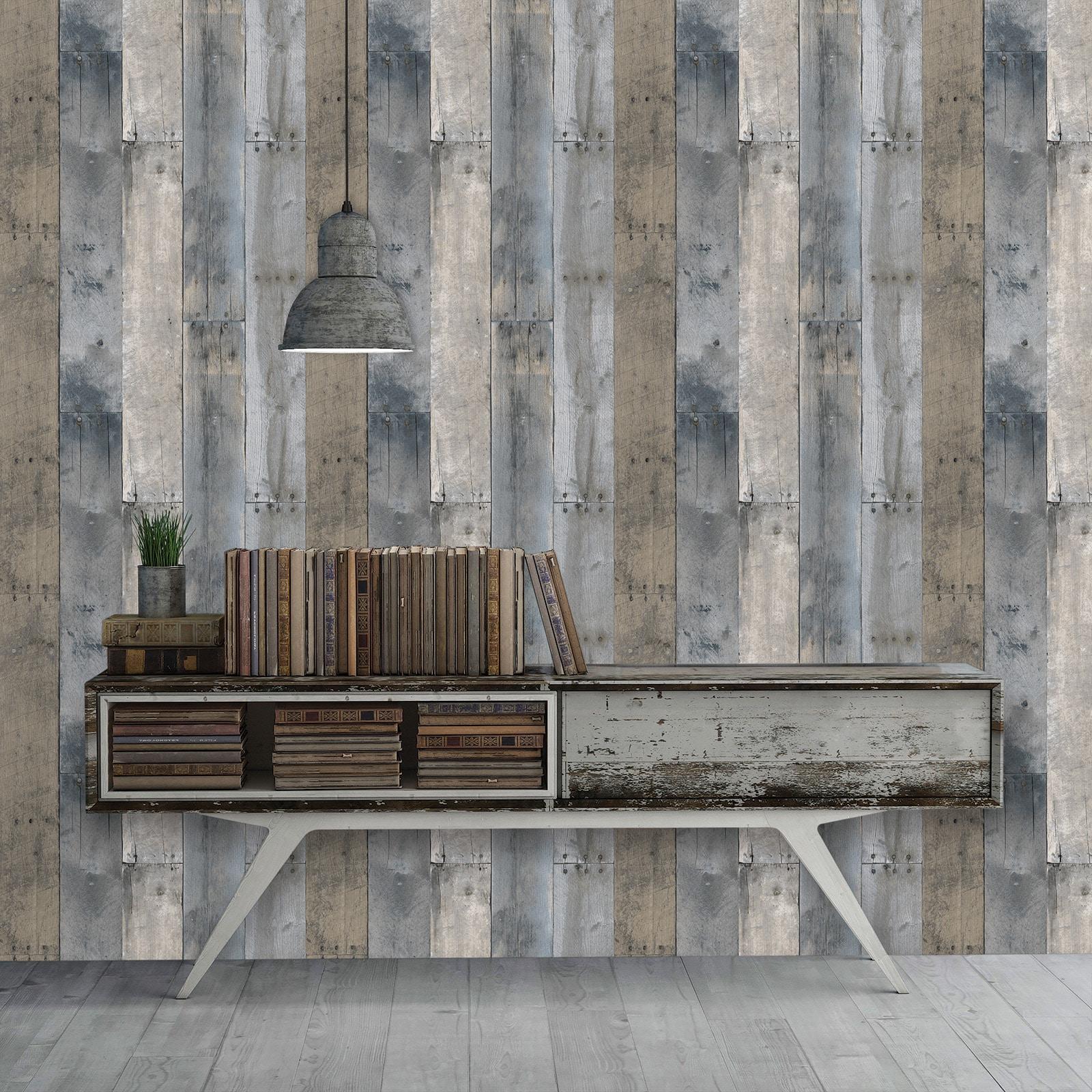 Tempaper & Co.® Repurposed Wood Removable Peel and Stick Wallpaper, 28 sq ft: Vinyl Self-Adhesive Blue Wood Grain
