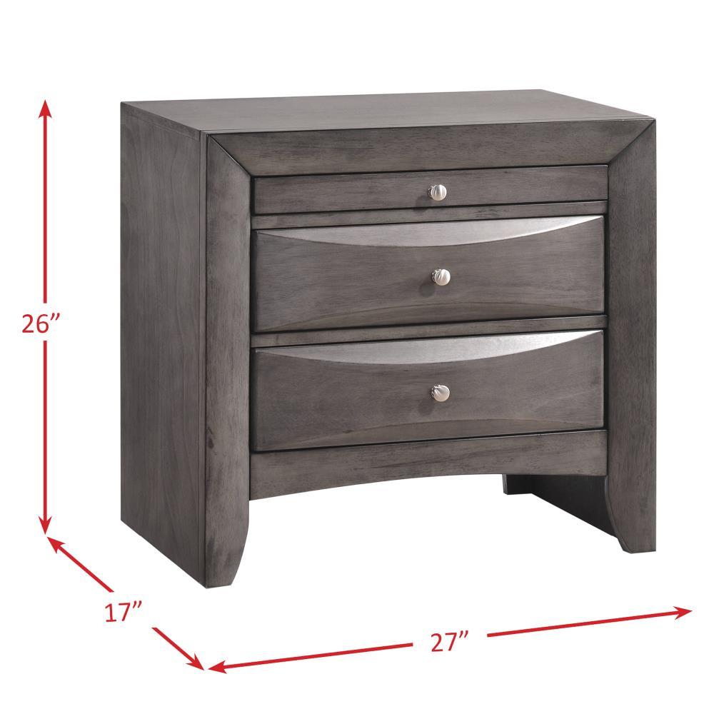 Madison Nightstand Gray - Picket House Furnishings: 2-Drawer with Pull-Out Tray, Metal Knobs, 26"H