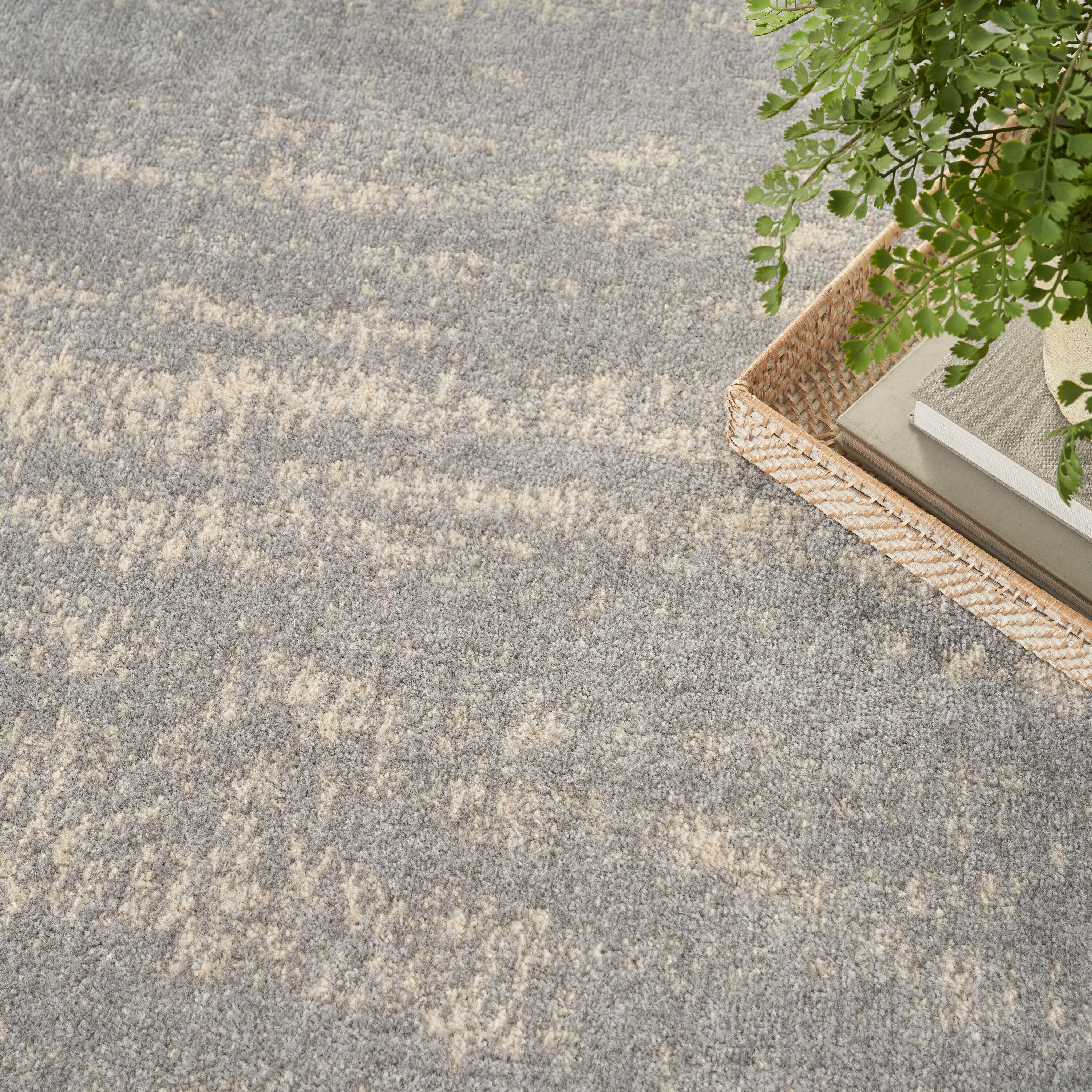Nourison Essentials Abstract Low Pile Indoor Outdoor Area Rug 5' x 7' Grey/Beige