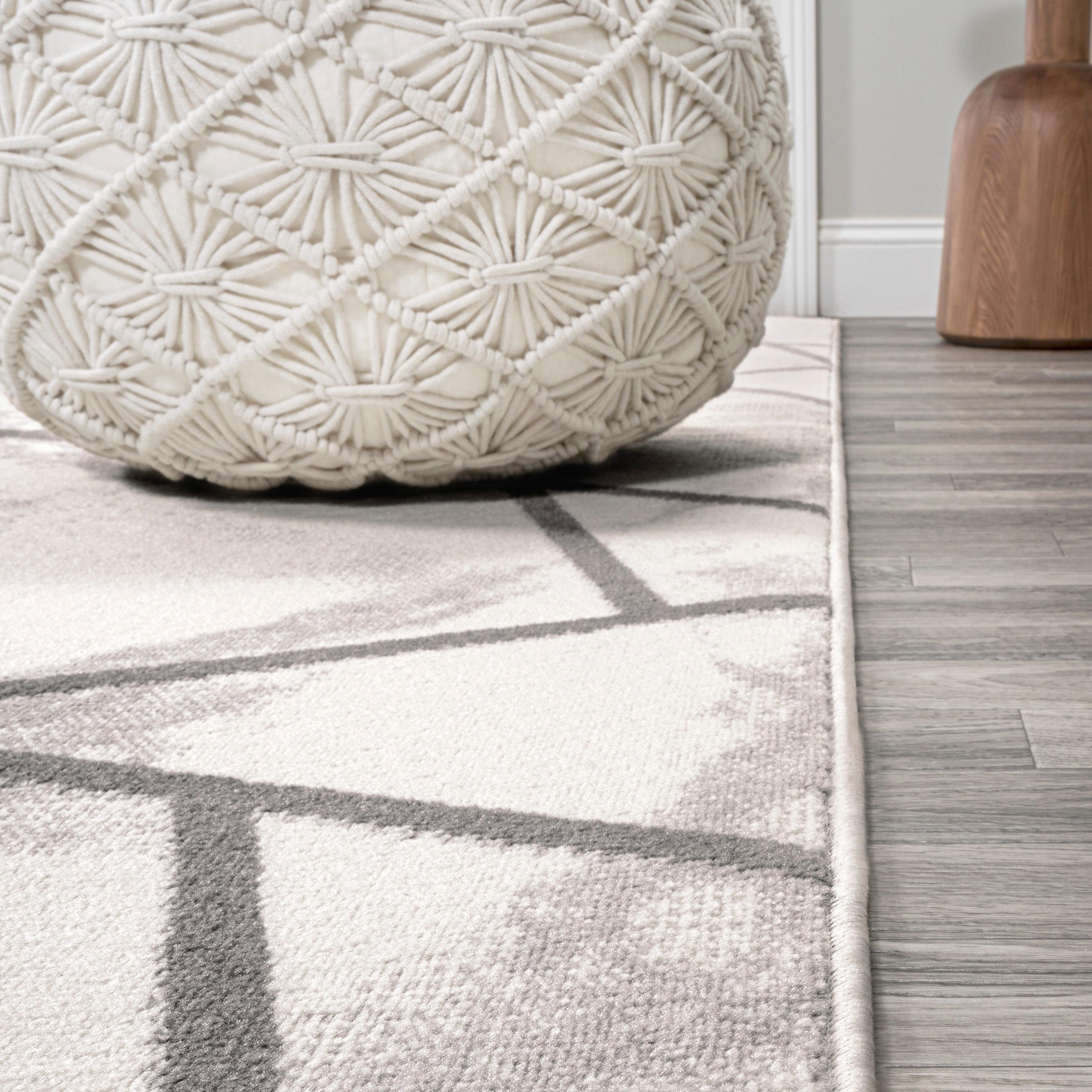 3' x 5' Patras Modern Geometric Marbled Area Rug, Ivory/Gray - JONATHAN Y