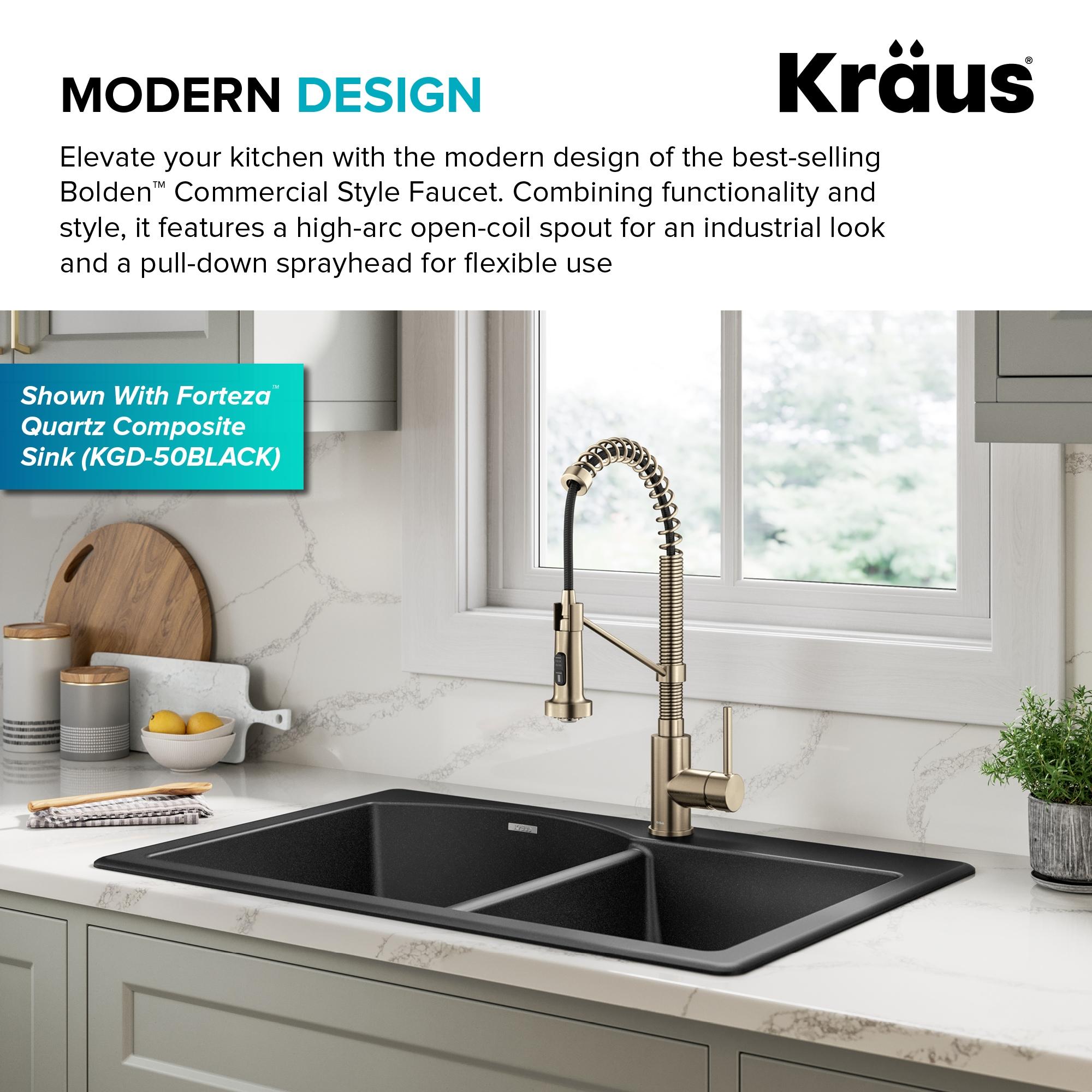 KRAUS Bolden Commercial Style 2-Function Single Handle Pull Down Kitchen Faucet