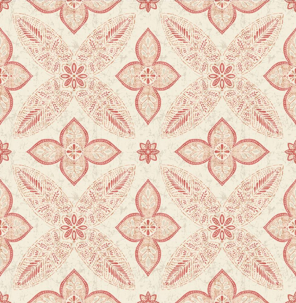 A-Street Prints Off Beat Ethnic Red Geometric Floral Wallpaper, 20.5-in by 33-ft, 56.4 sq. ft