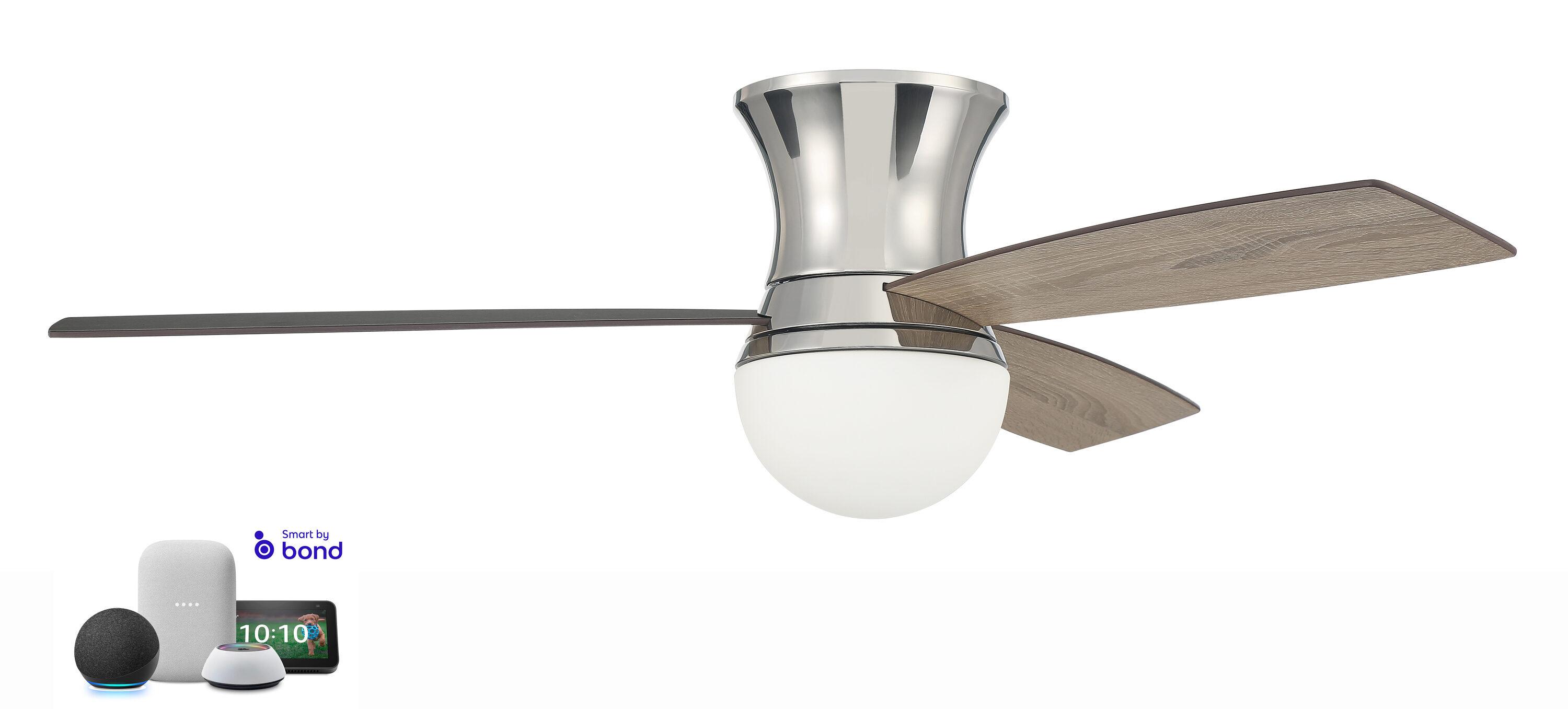 DBK52PLN3-Craftmade Lighting-Daybreak - 3 Blade Flush Mount Ceiling Fan with Light Kit In Contemporary Style-14.09 Inches Tall and 52 Inches