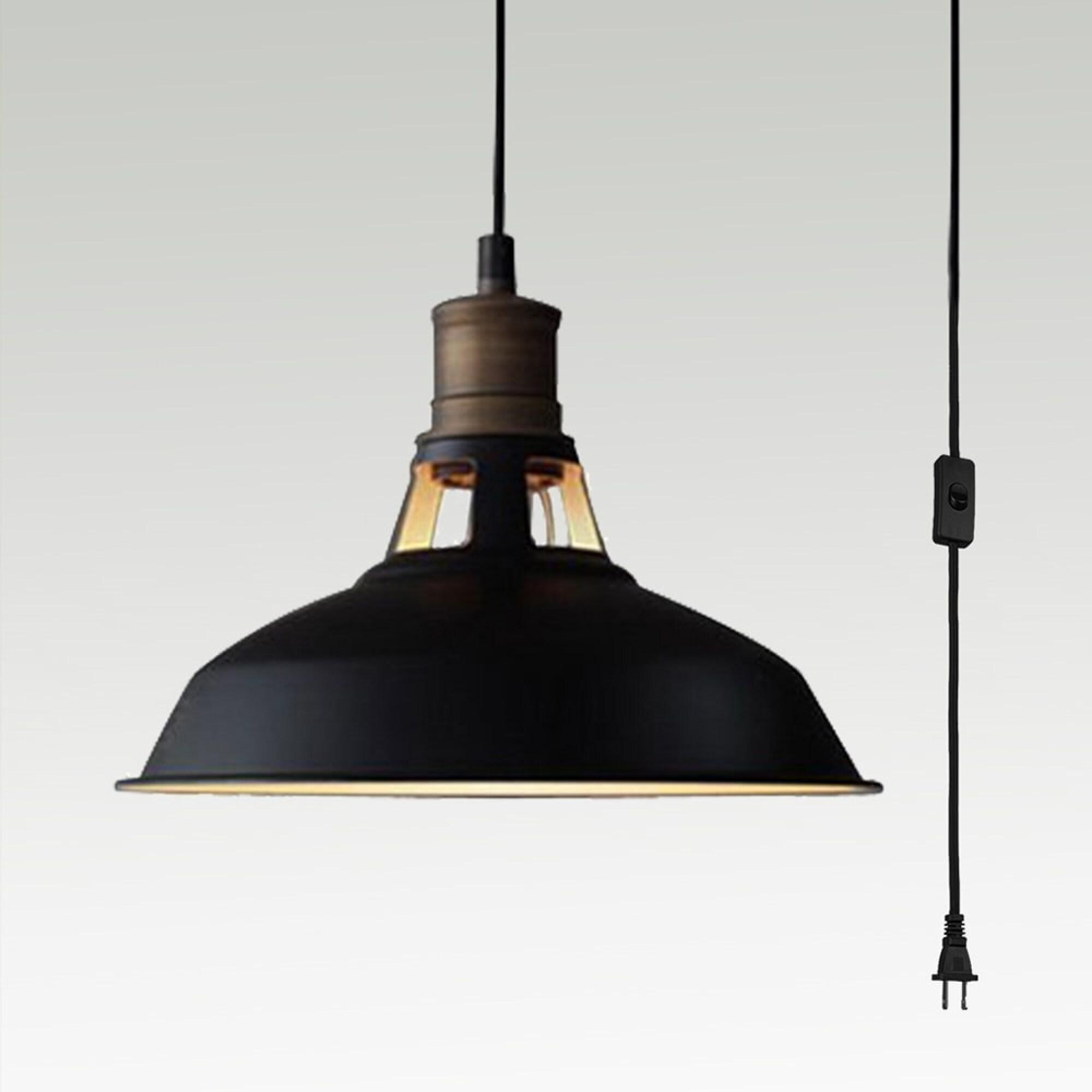 Industrial Plug-in Barn Pendant Light Black Farmhouse with On/Off Switch Pendant