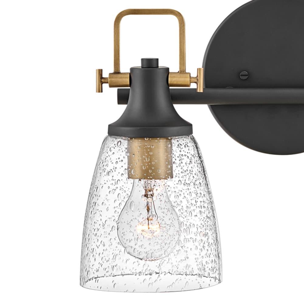 Easton Two-Light Bath Vanity Fixture w/ Clear Seedy Glass Shades