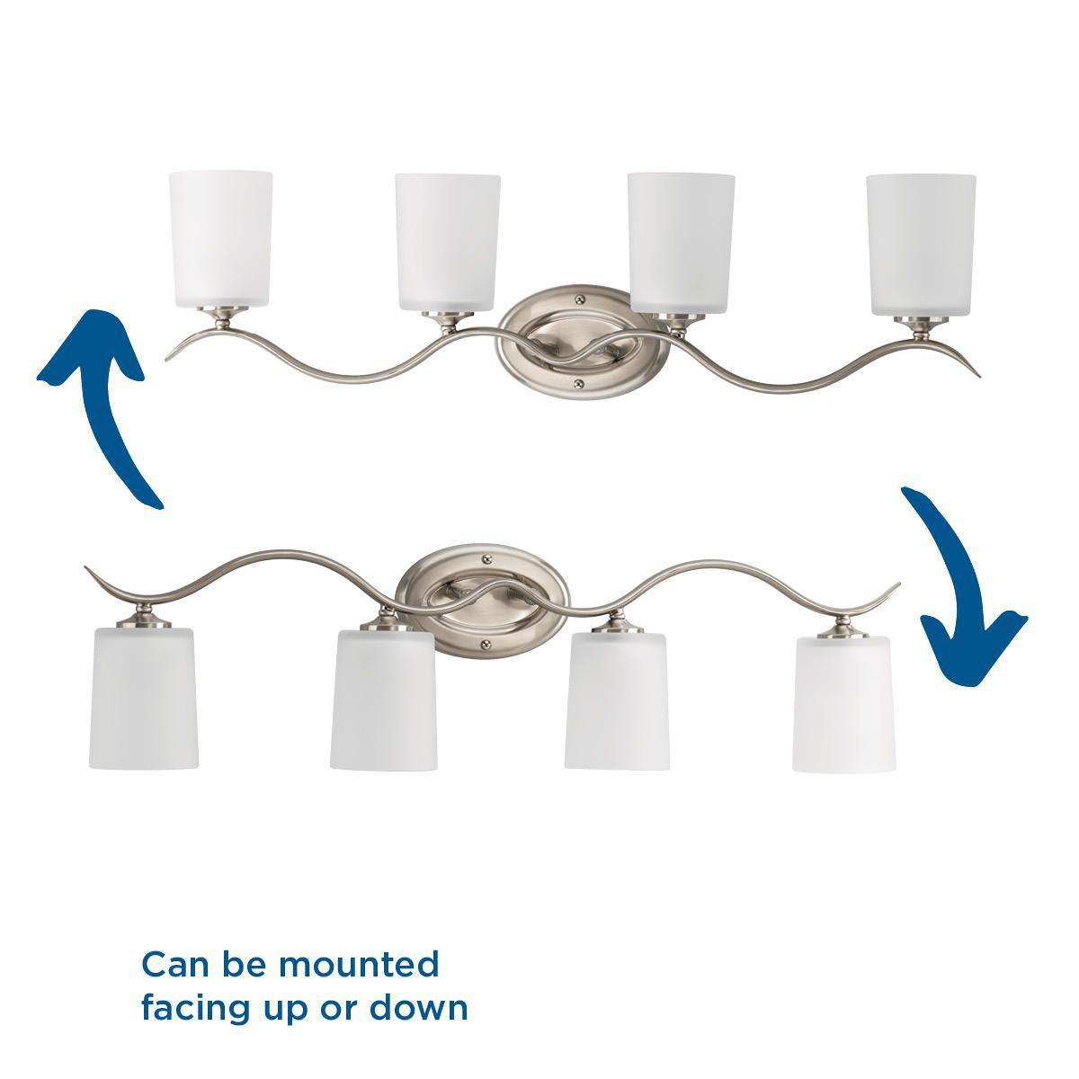 Progress Lighting Inspire 4-Light Wall Sconce, Brushed Nickel, Etched Glass Shades