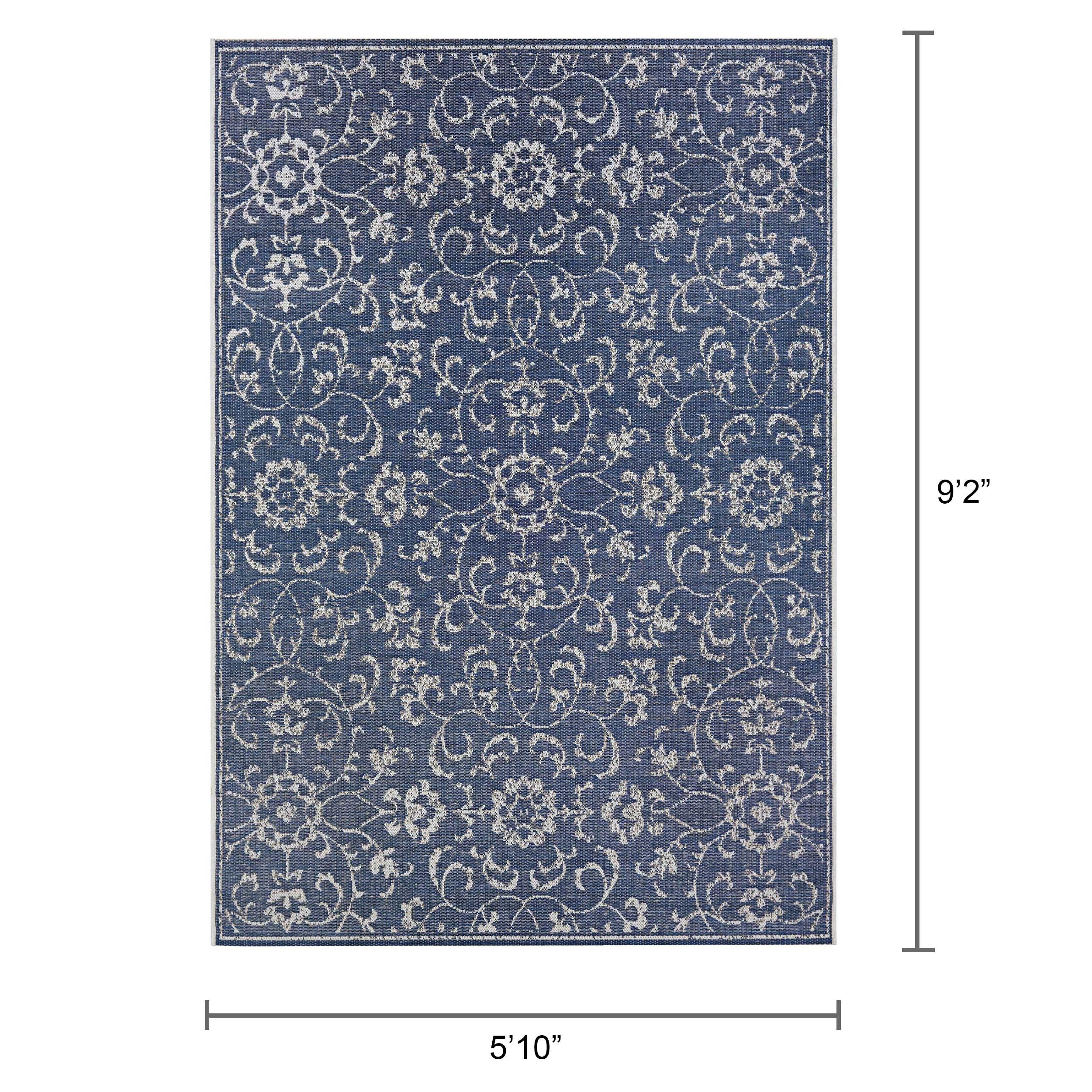 Couristan Monte Carlo Summer Vines Indoor / Outdoor Area Rug, Navy-Ivory, 5'10" x 9'2"