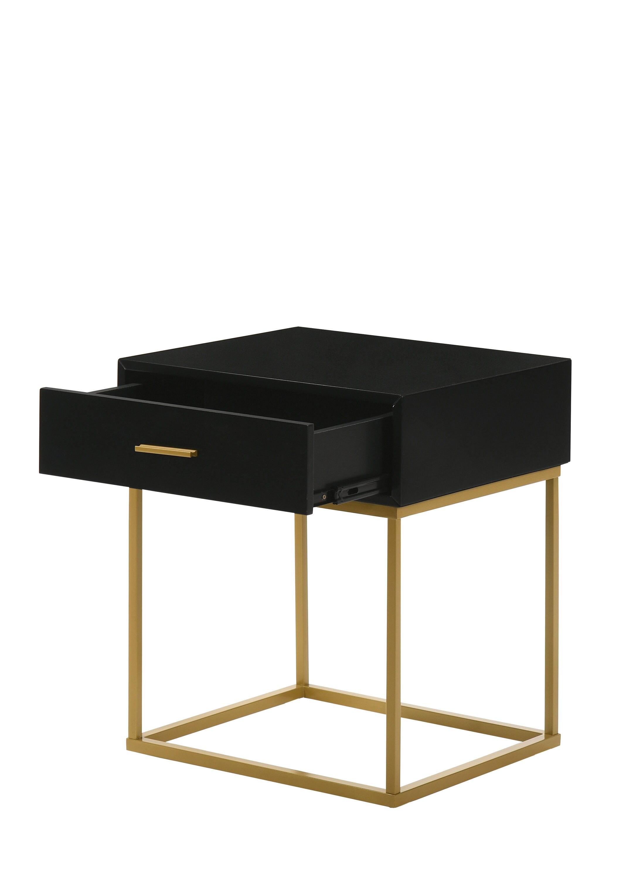 LuXeo Catalina One Drawer Nightstand with Mustard Gold Legs