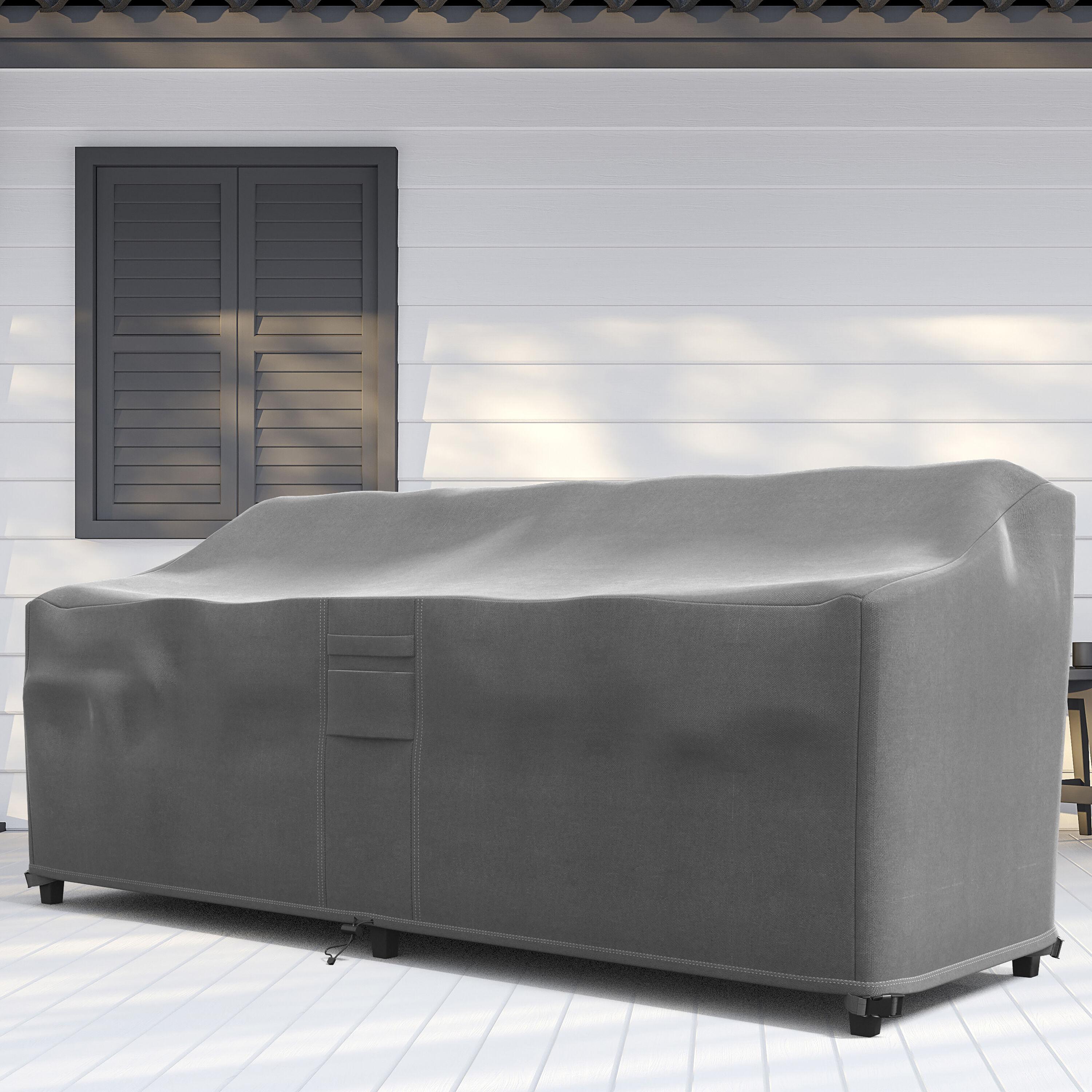 Gray Heavy-Duty Weatherproof Outdoor Sofa Cover with Drawstring Closure