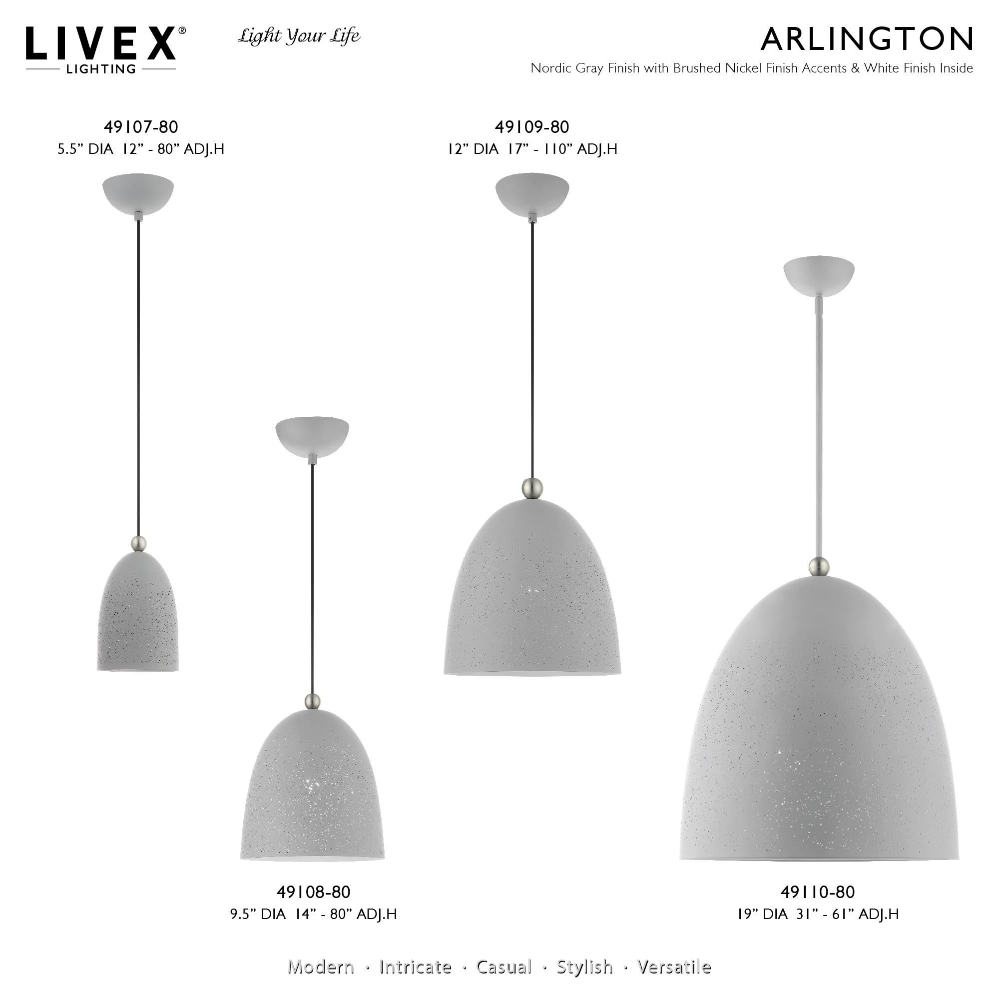 Livex Lighting Arlington 1 - Light Pendant in  Nordic Gray