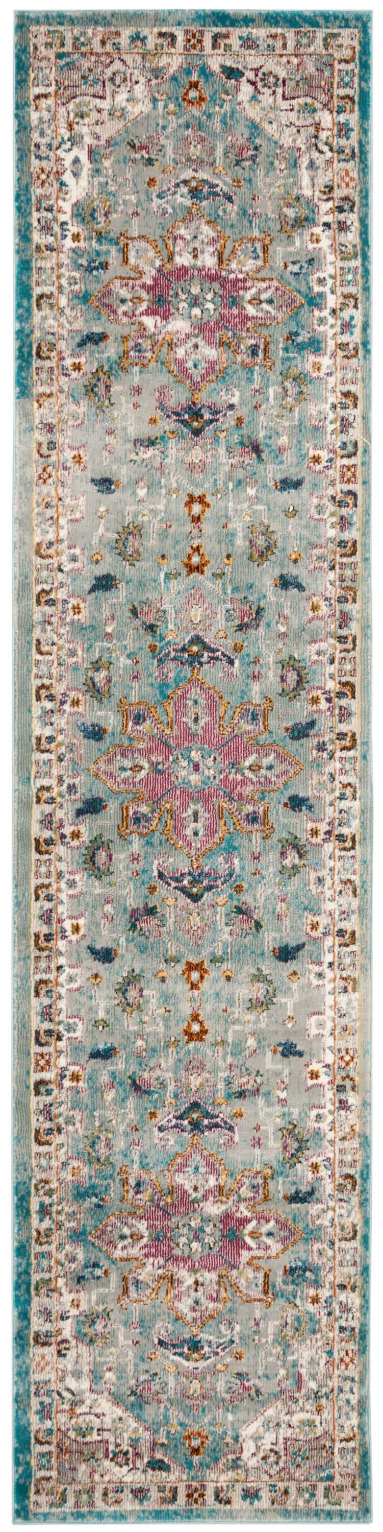 Aria ARA160 Power Loomed Runner Rug - Green/Creme - 2'x8' - Safavieh.