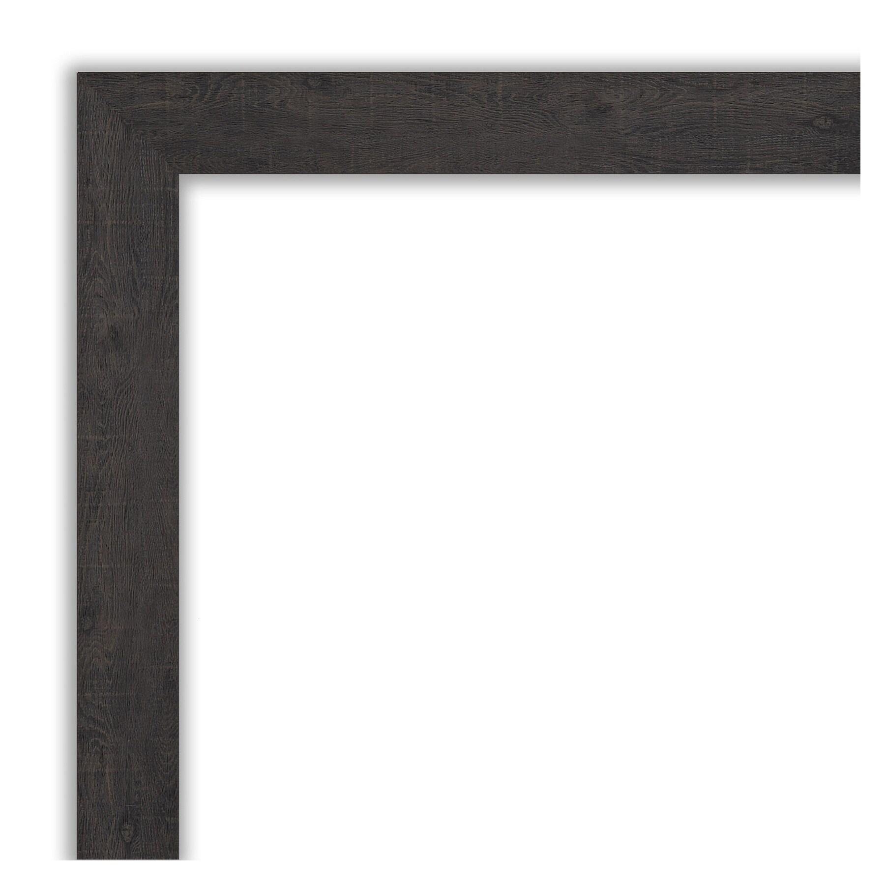 Amanti Art Beveled Bathroom Wall Mirror - Rustic Plank Espresso Frame Outer Size: 45 x 35 in